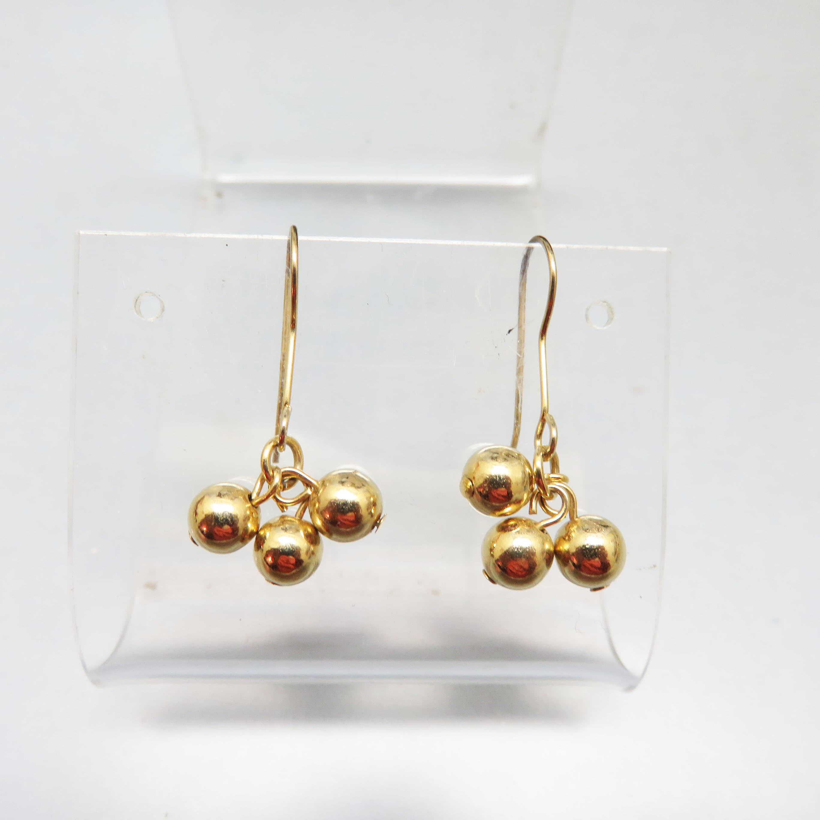 Jiggly Golden Balls Pierced Earrings, Vintage Goldtone French Hooks