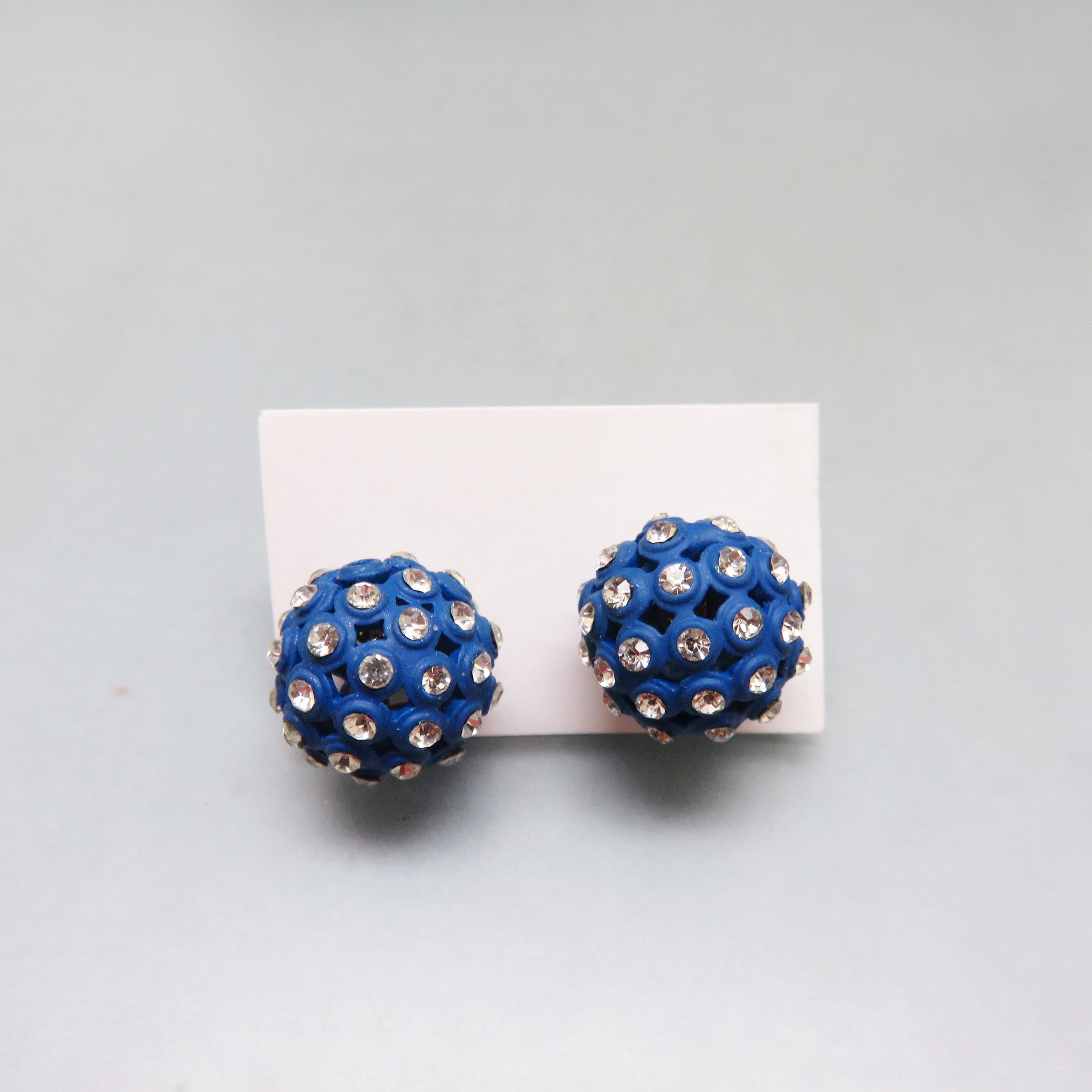 2 Sided Post Style Blue Pierced Earrings, Day to Night, Vintage