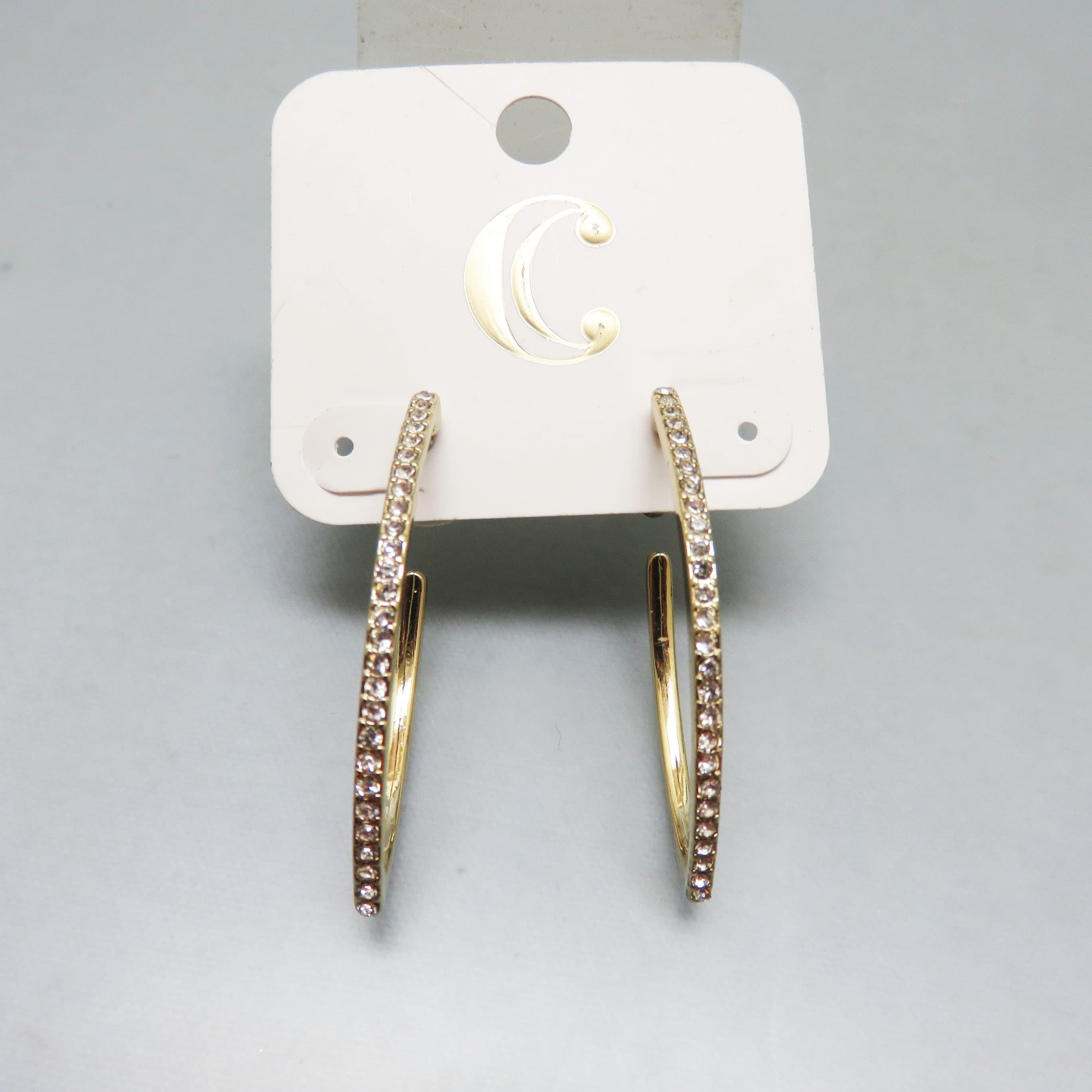 Mint on Card, Charmin' Charlie Rhinestone Hoop Pierced Earrings