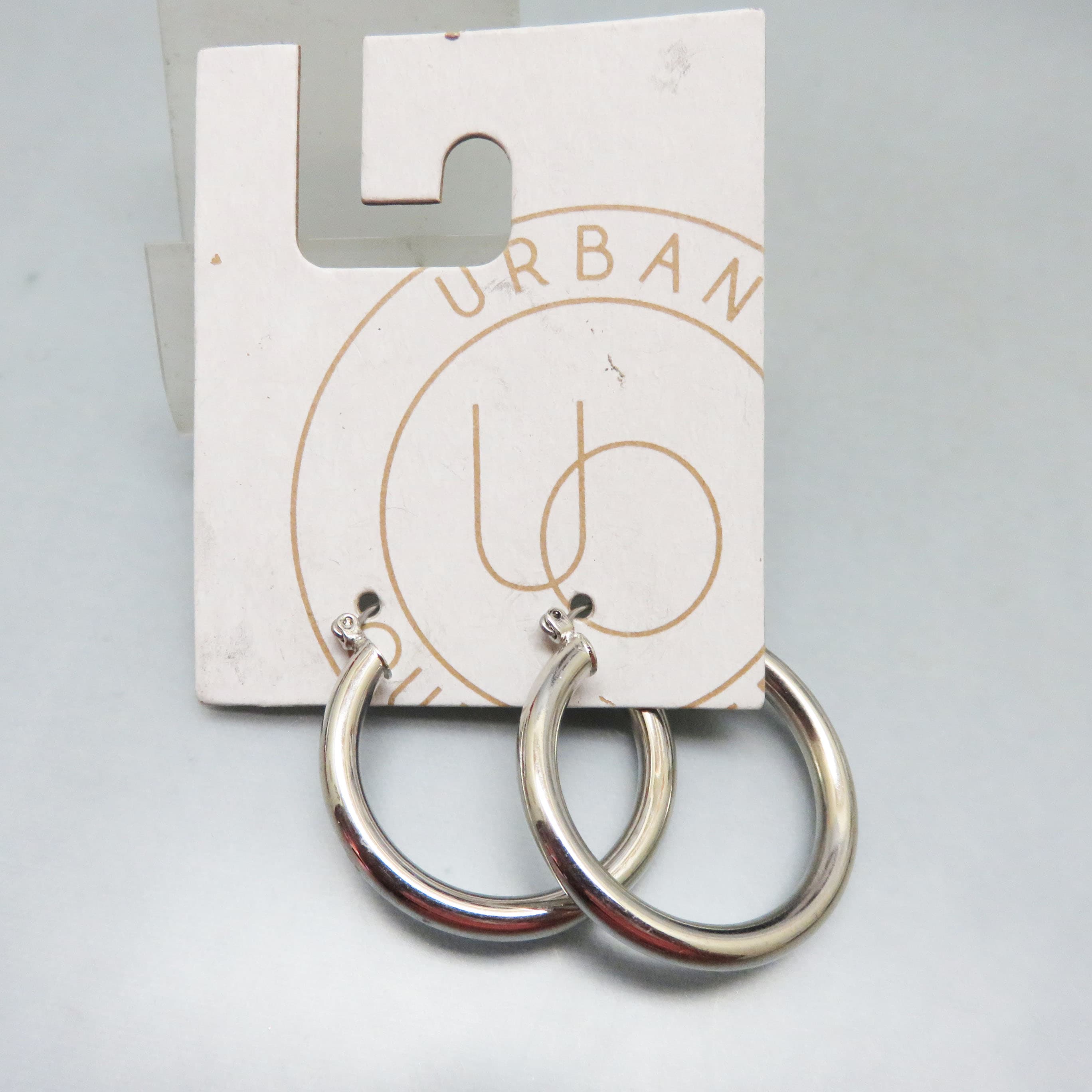 Mint on Card Urban Outfitters Silverplated Hoop Pierced Earrings, Post and Paddle