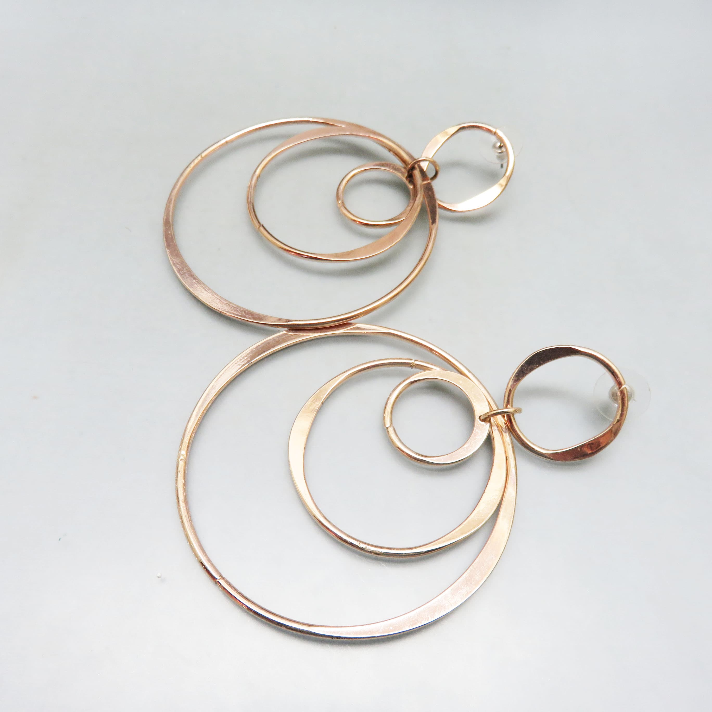 Rose Gold Plated Mobile Like Concentric Circle Pierced Earrings