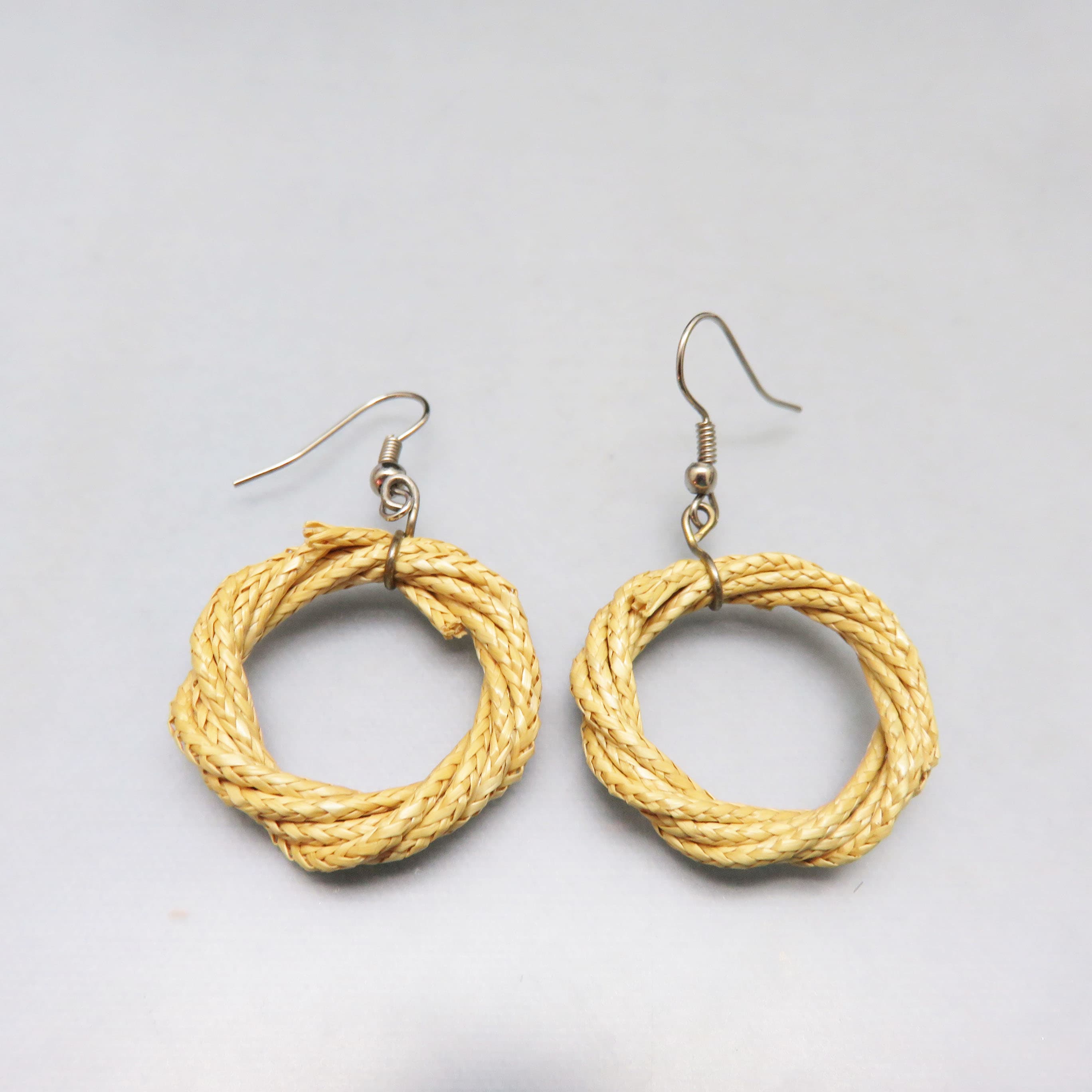 Southwestern Lariat or Coiled Rope Pierced Hoop Earrings