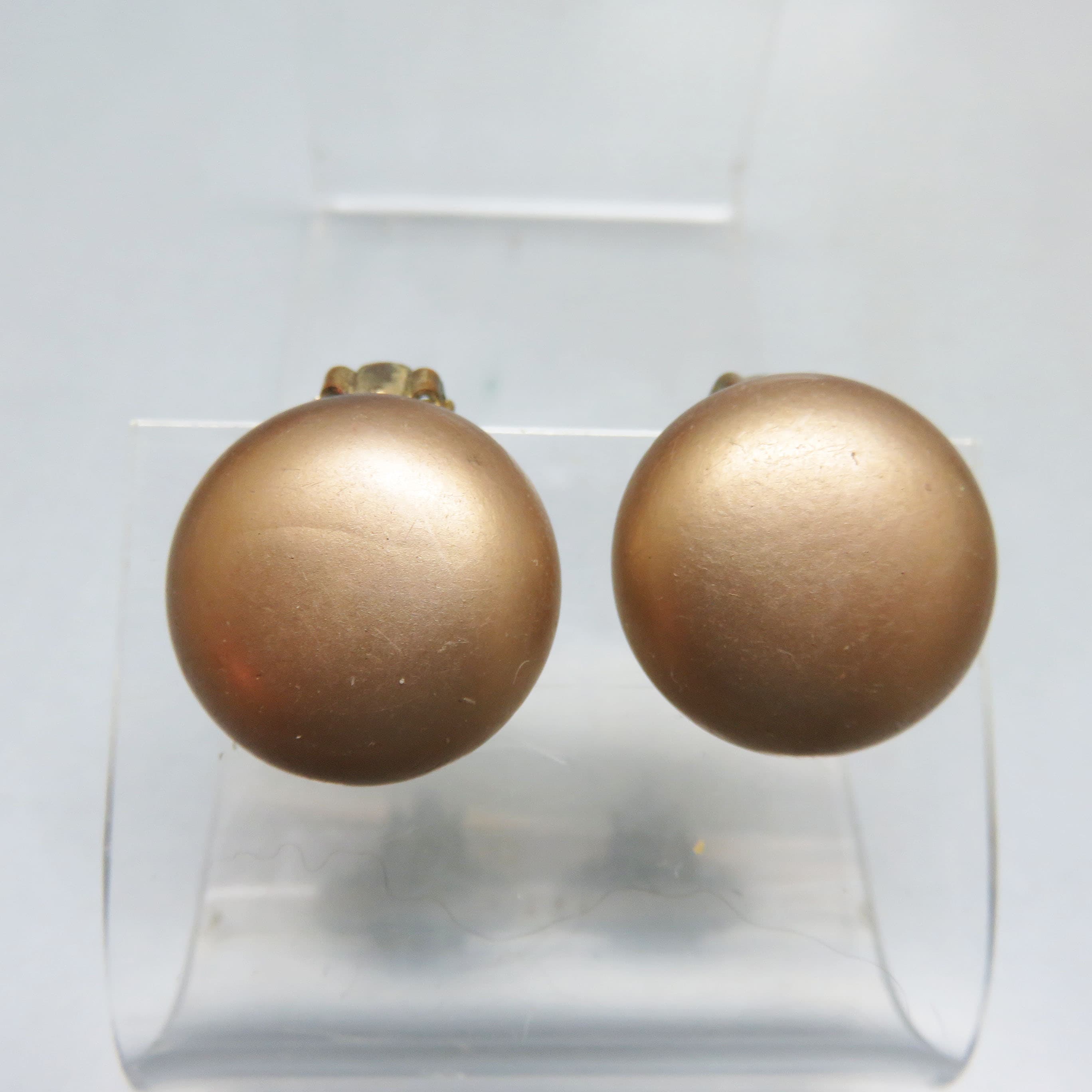 1960s Made in Japan Golden Plastic Button Clip On Earrings