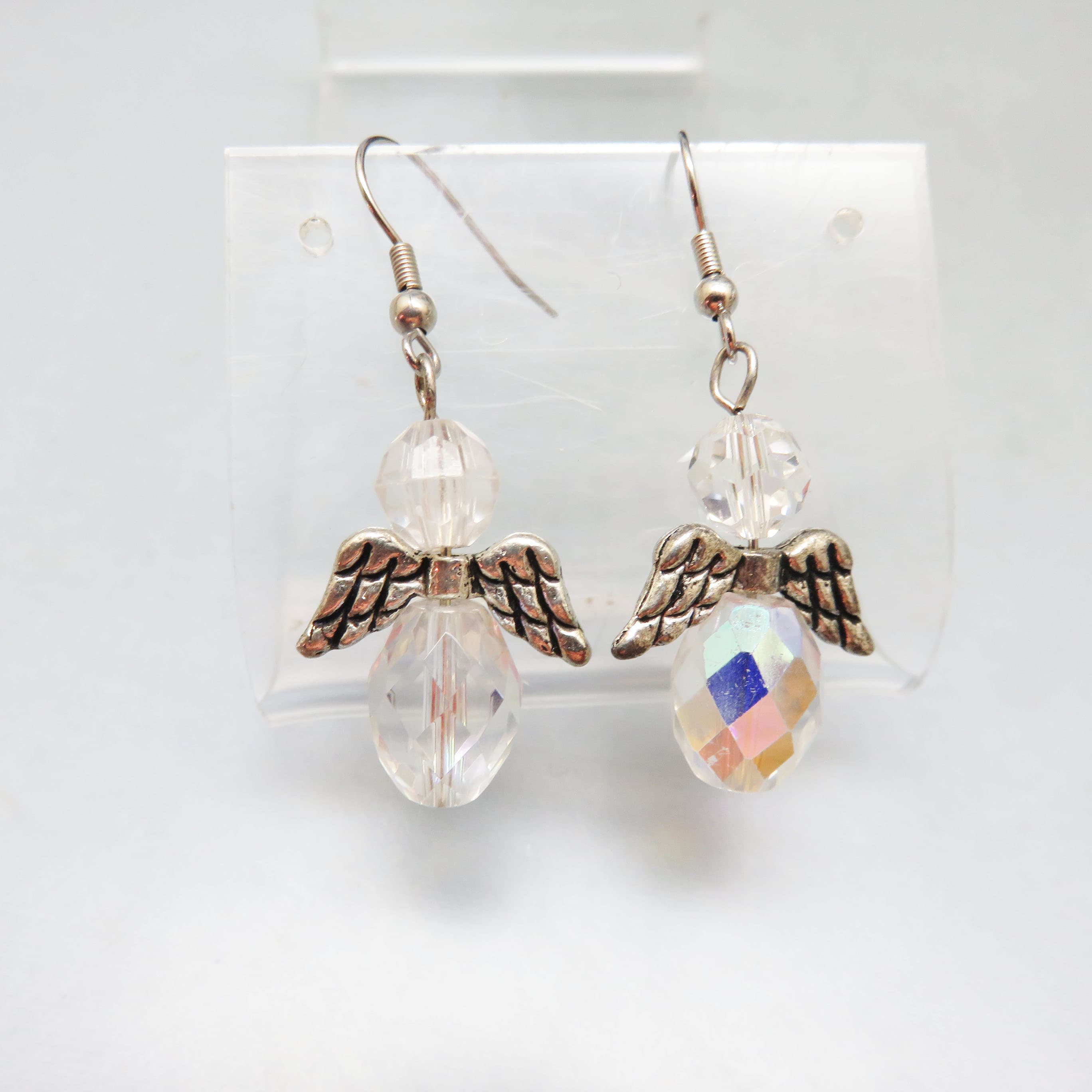 Swarovski Crystal and Sterling Silver Angel Pierced Earrings