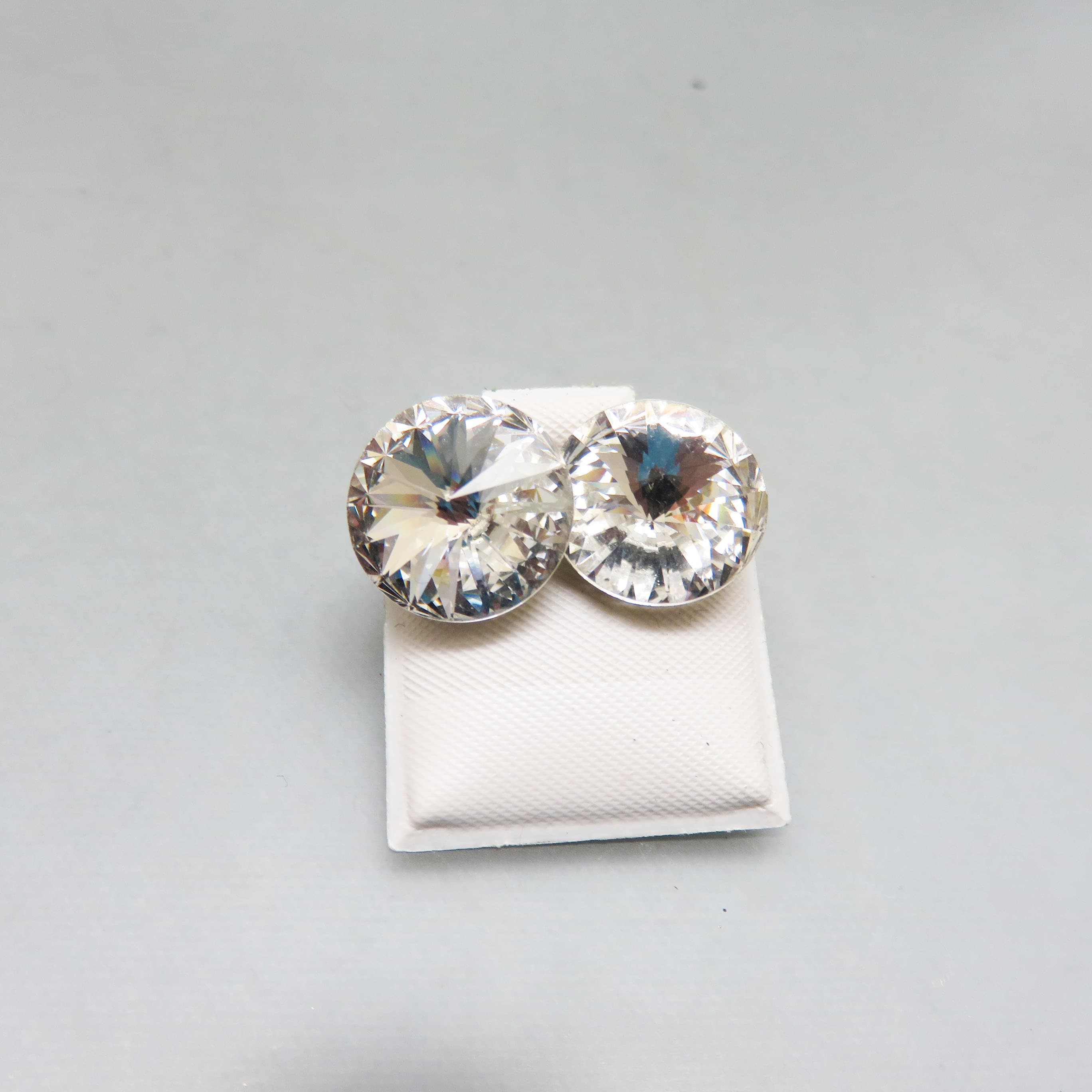Huge Clear Rhinestone Pierced Earrings, Stud Style