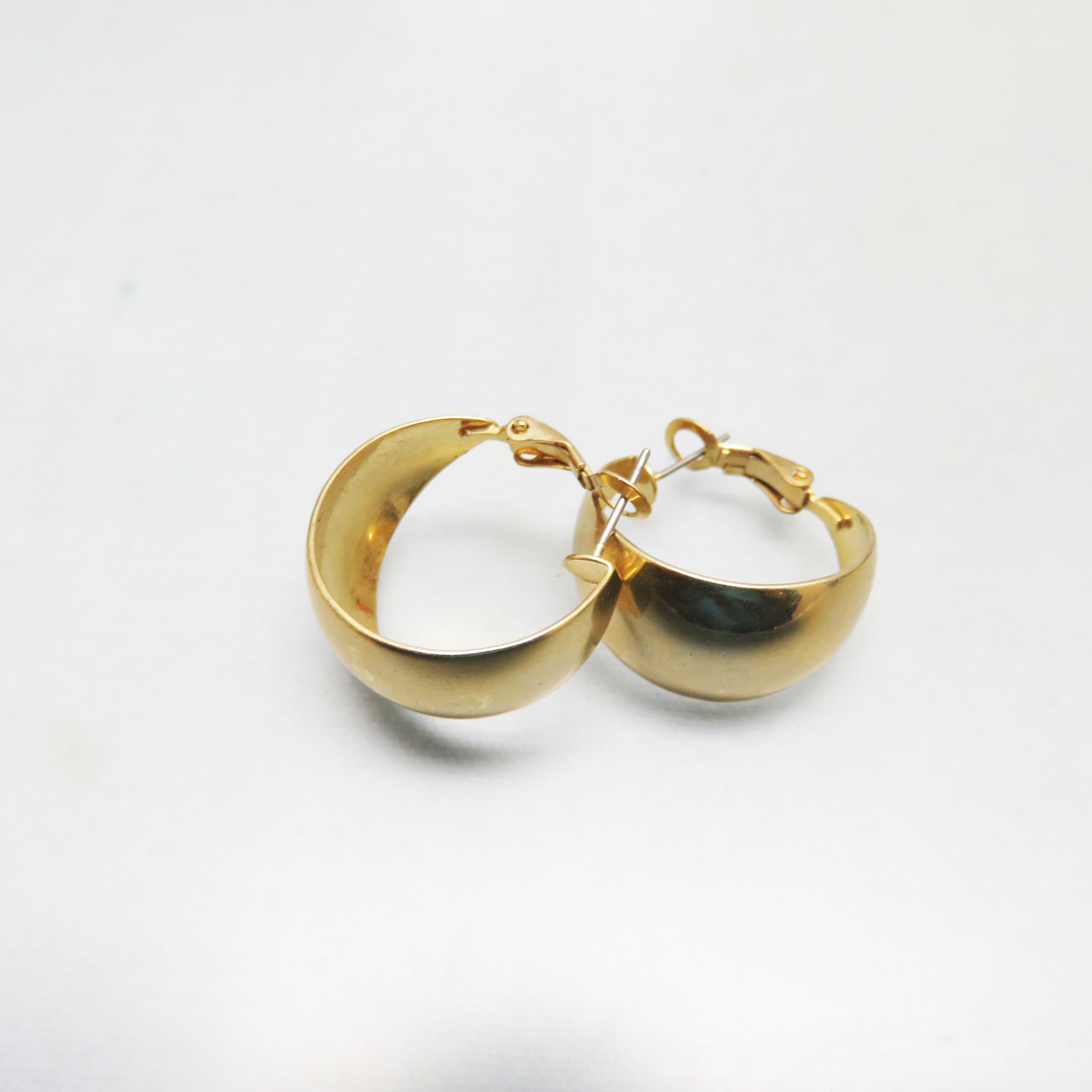 Gold Plated Latch Back Hoop Pierced Earrings, Vintage Hoop Earrings