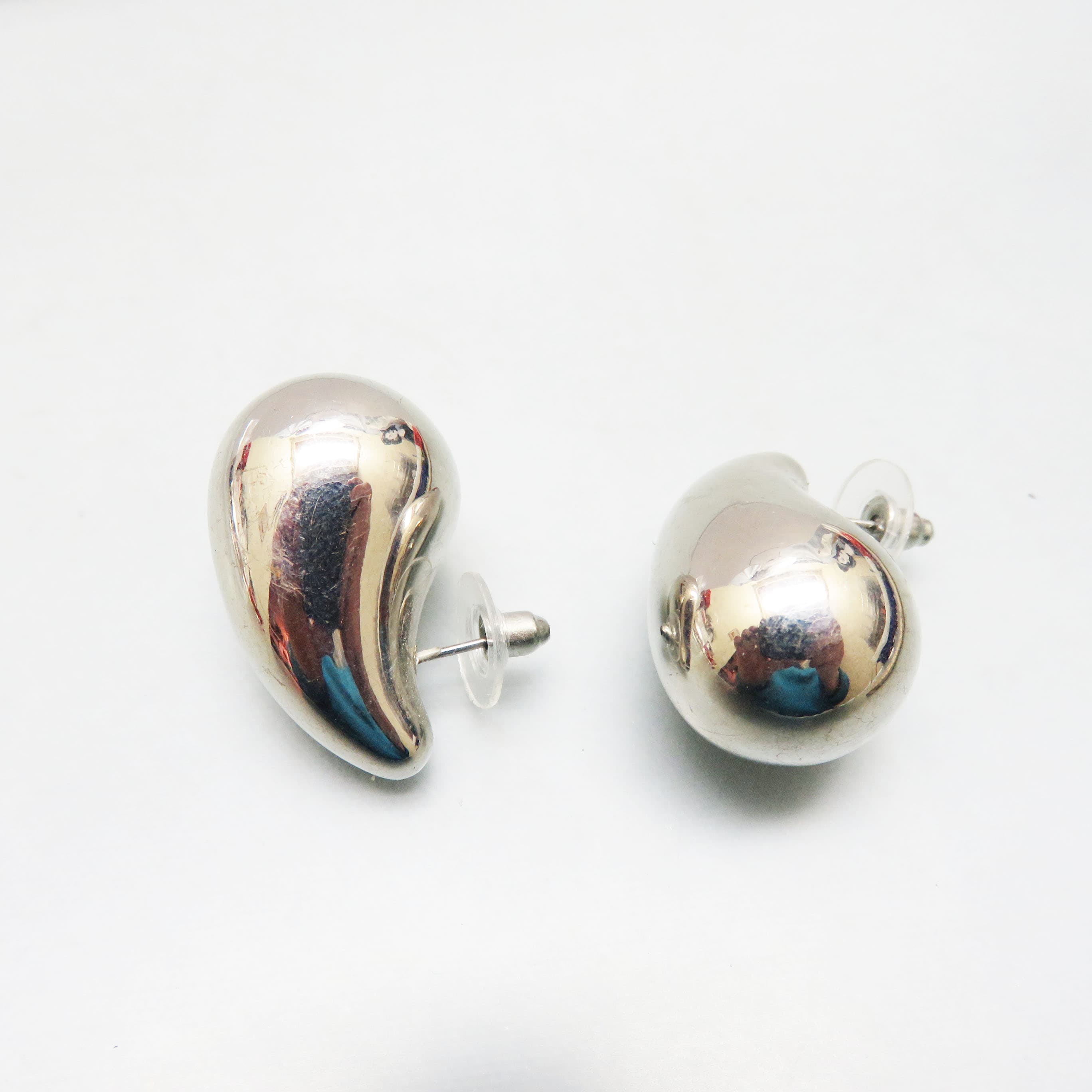 Three Dimensional Apostrophe Shaped Pierced Earrings, Organic Shape