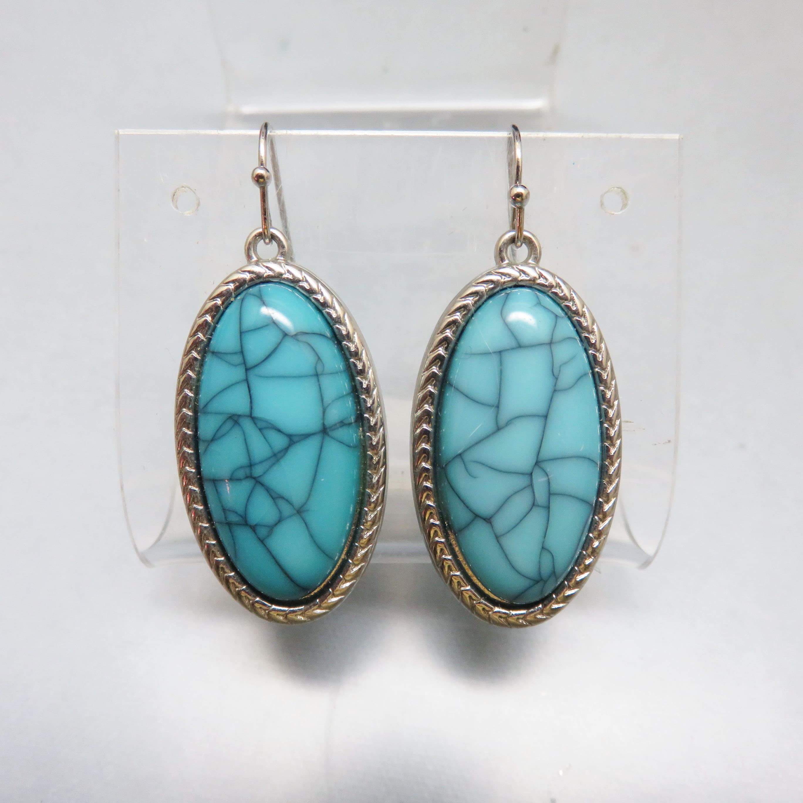 Faux Turquoise Southwestern Dangle Pierced Earrings, 1980s