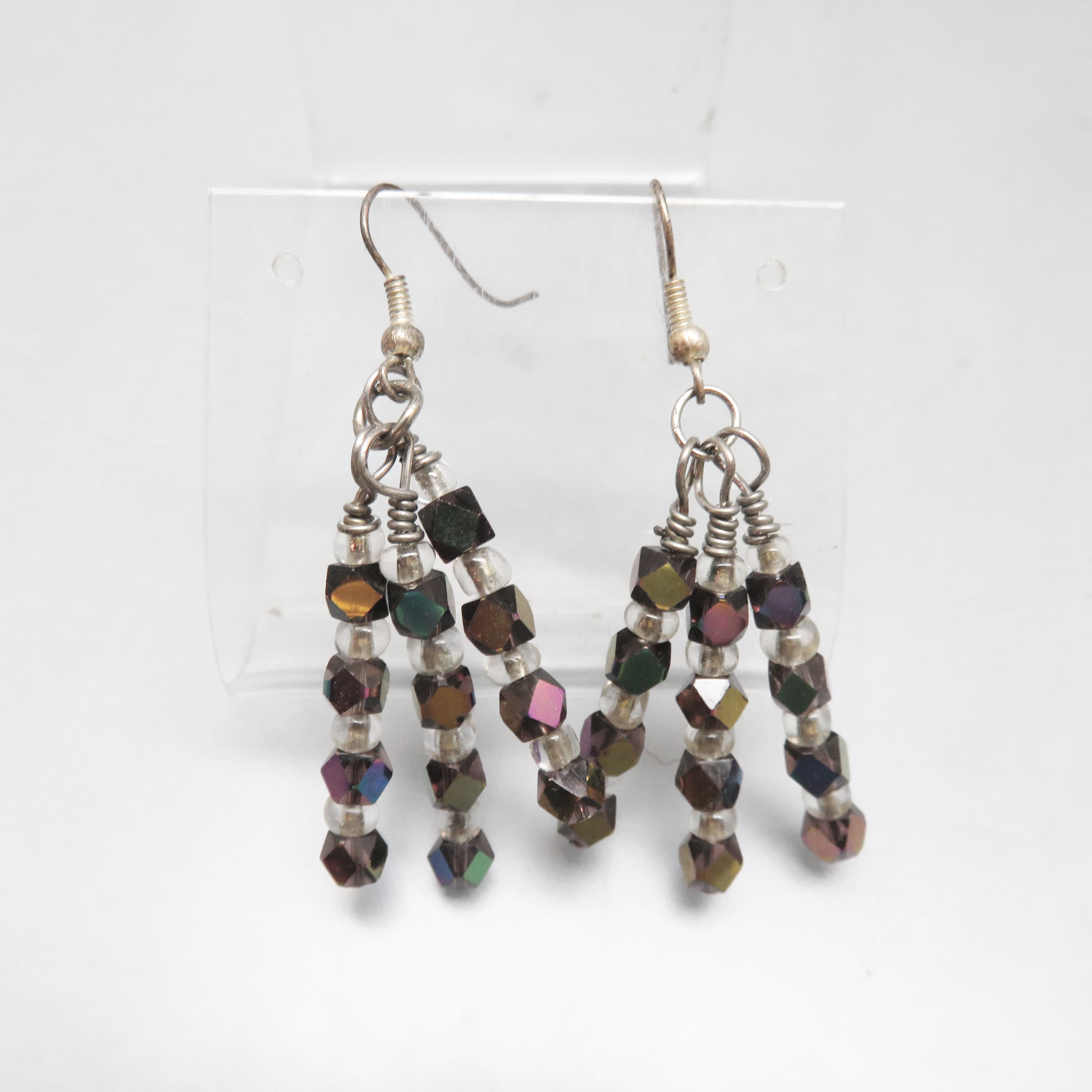 Jewel Tone Hand Beaded Pierced Earrings