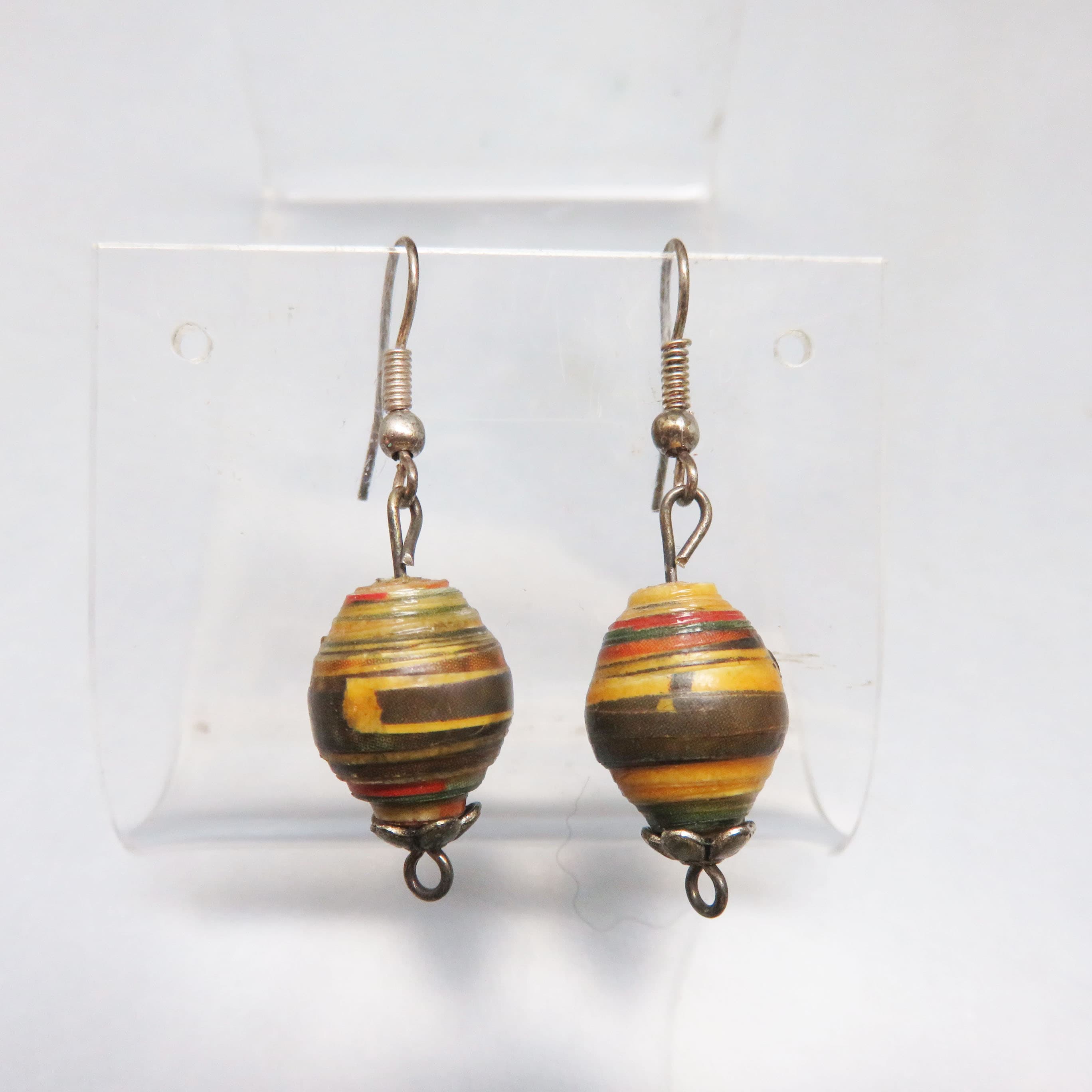 Paper Rolled Bead Pierced Earrings, 1990s