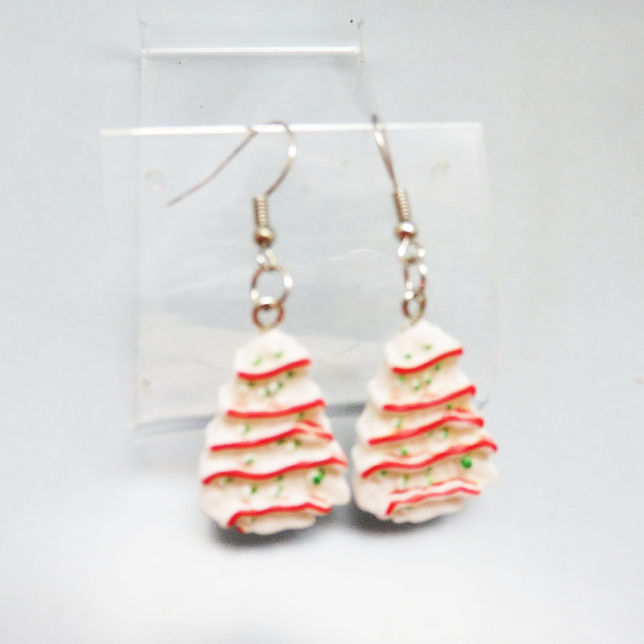 Vintage Plastic Dimestore Christmas Cookie Pierced Earrings