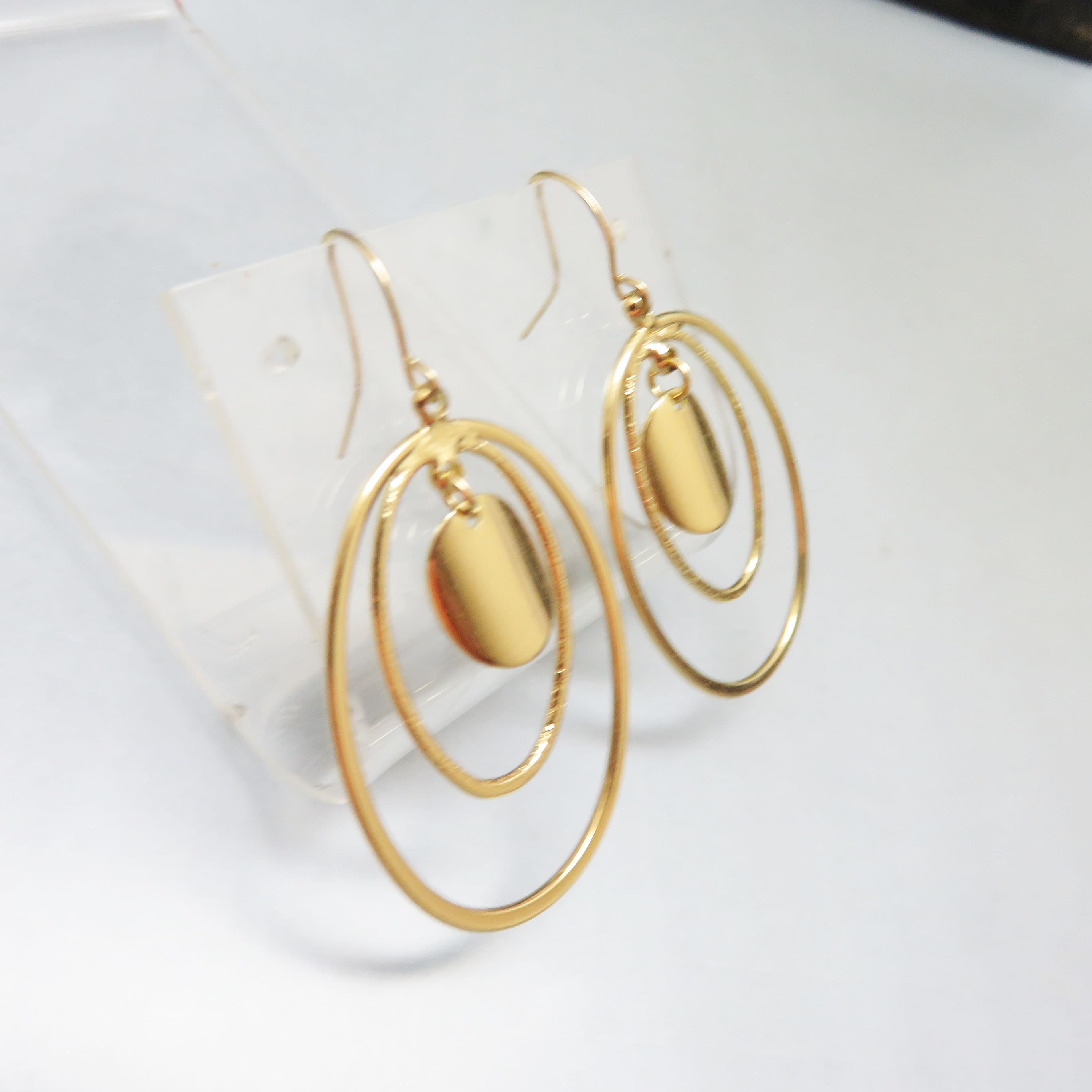 Golden Loops and Disc French Hook Pierced Earrings