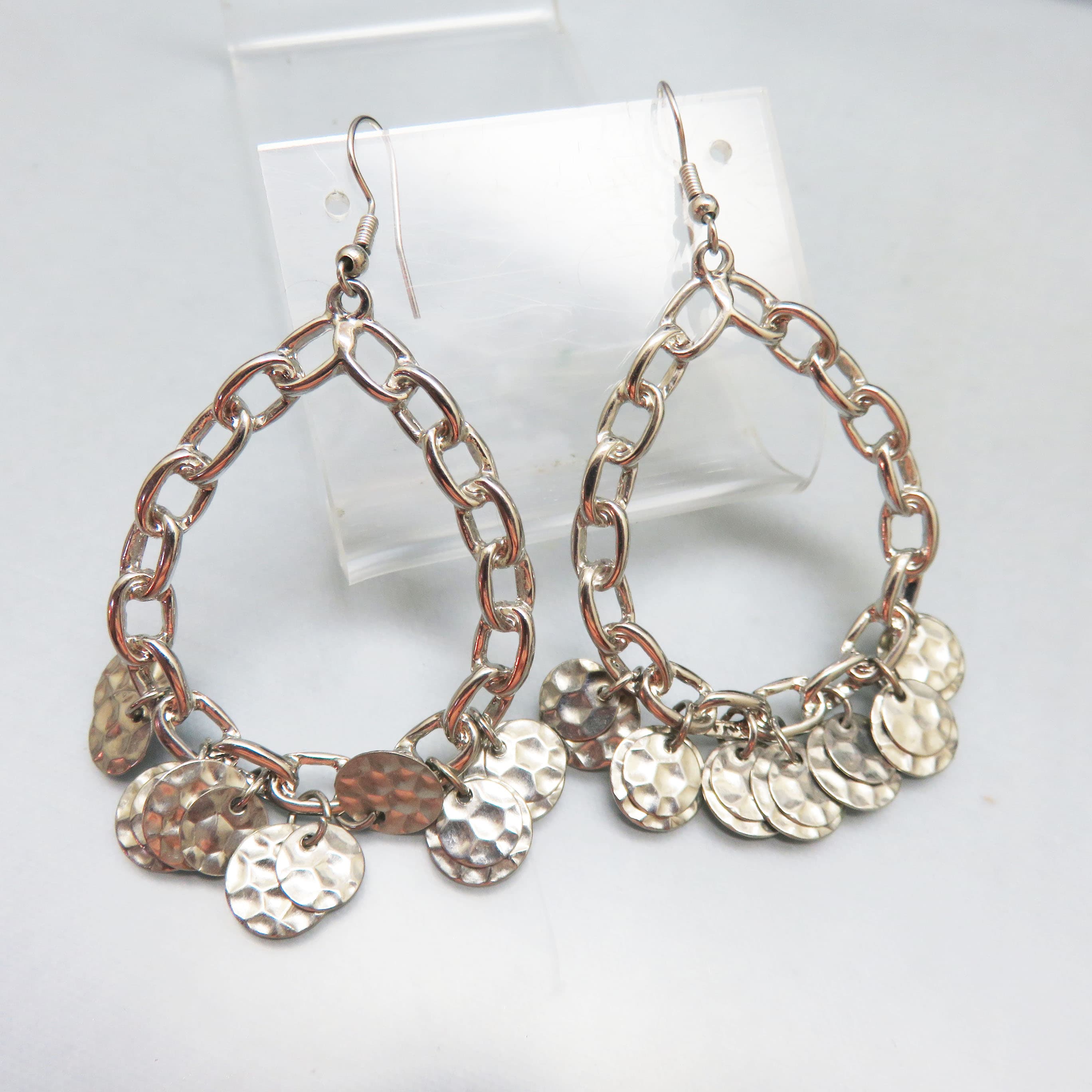 Chain Link Look Loop and Dangles Pierced Earrings