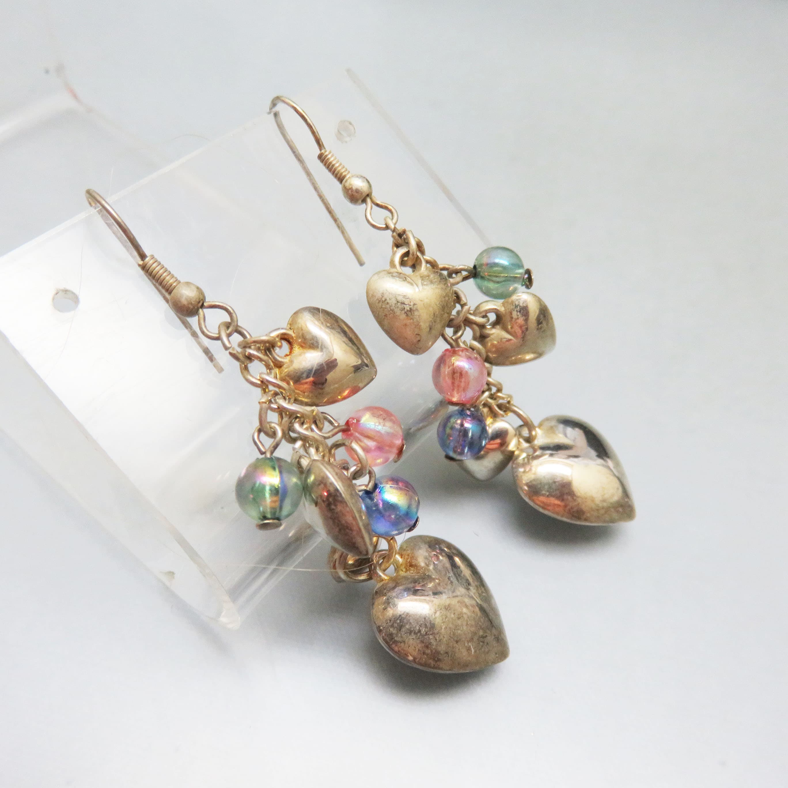 Oodles of Puffy Hearts Dangly Pierced Earrings