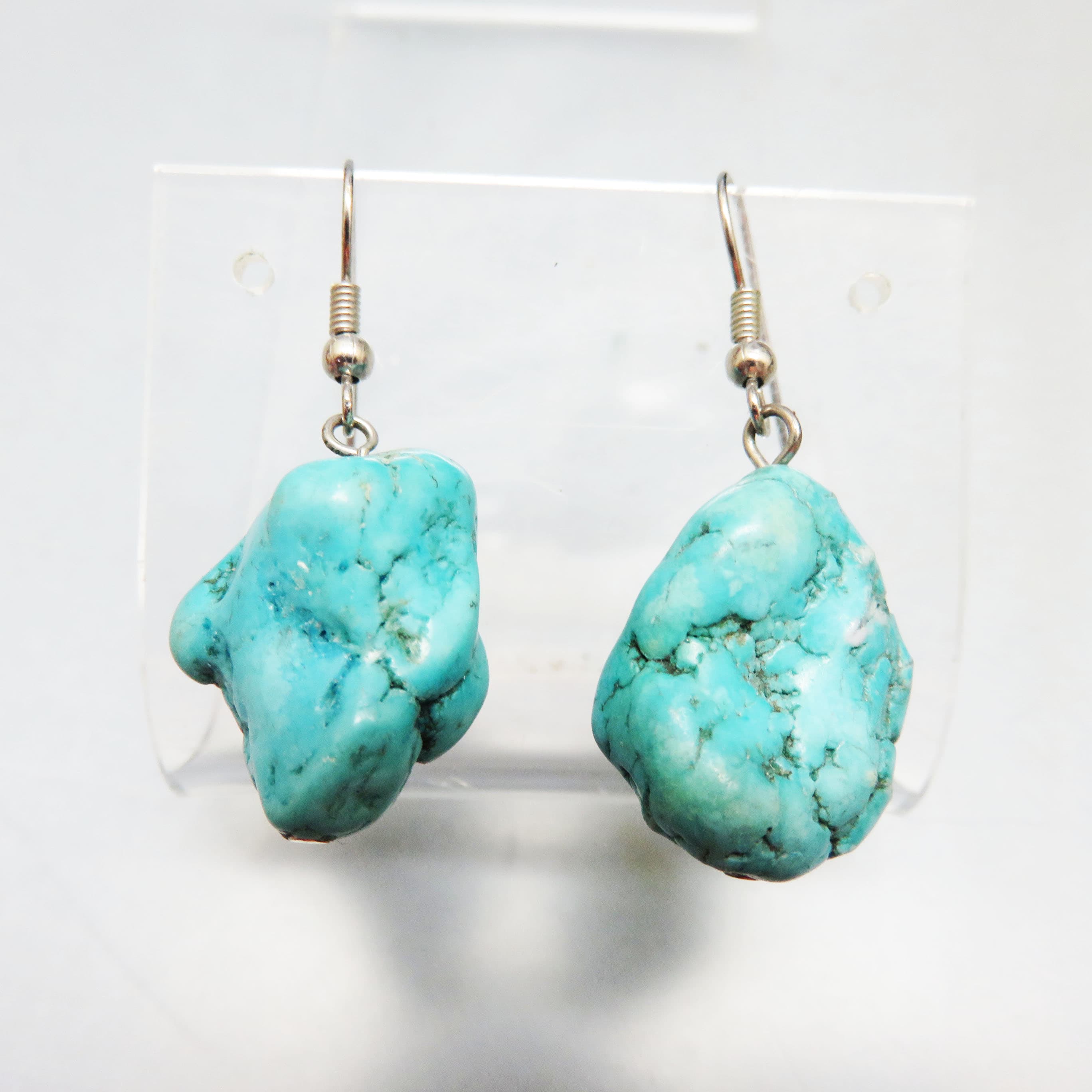 Dyed Magnesite Turquoise Nugget Pierced Earrings