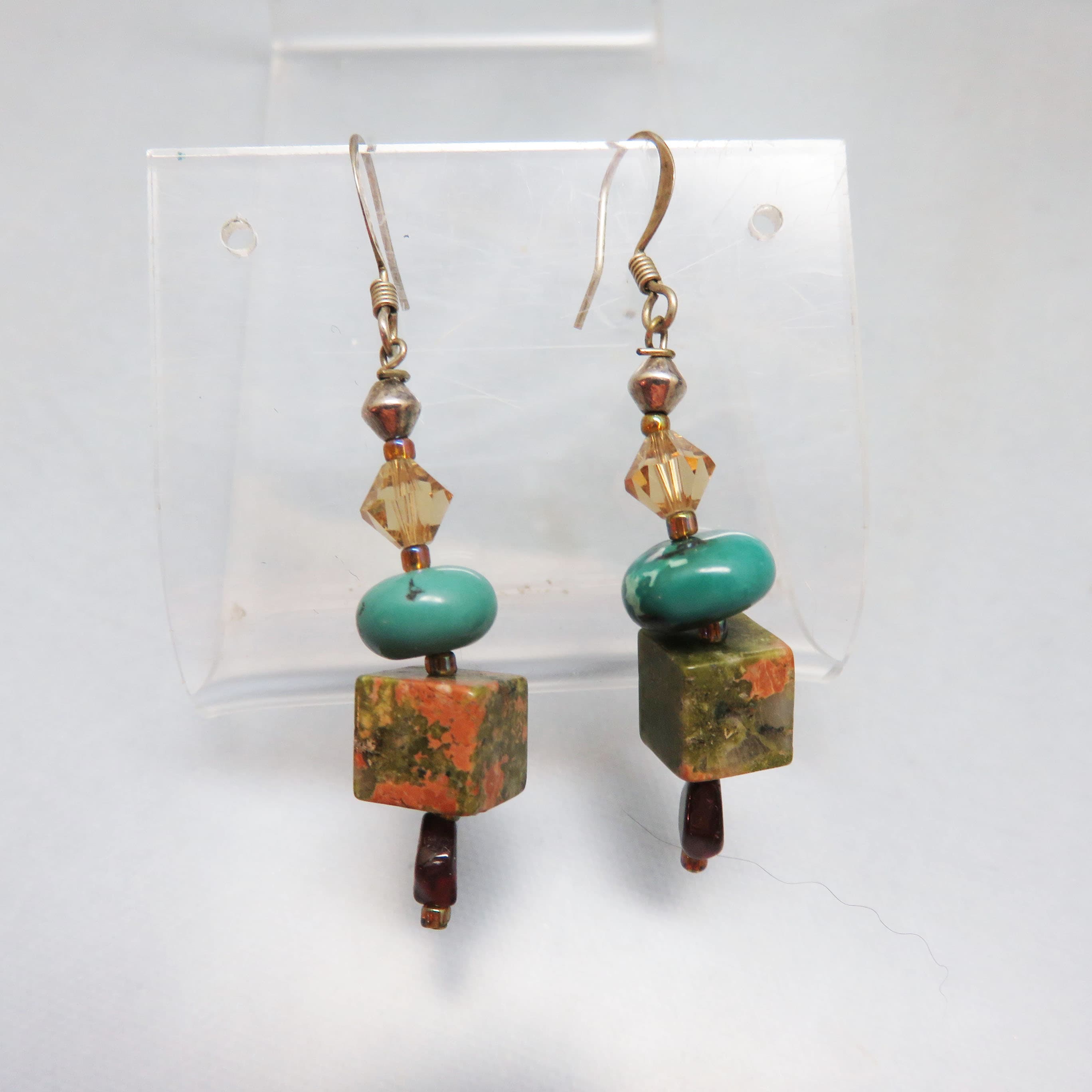 Mixed Stones and Crystal BoHo Pierced Earrings