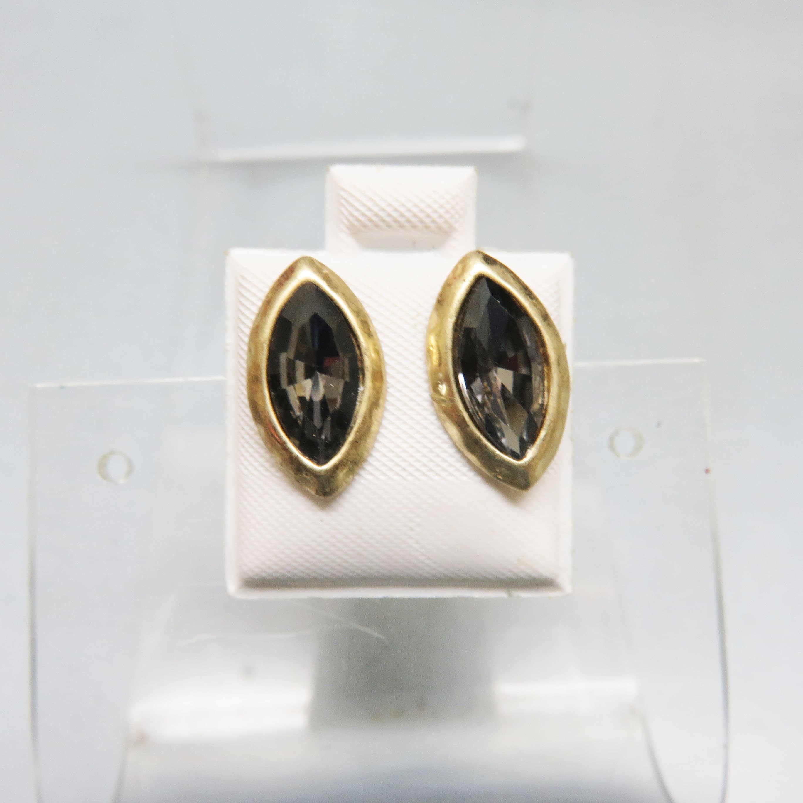 Marquis Shaped Gray Rhinestone Post Style Pierced Earrings