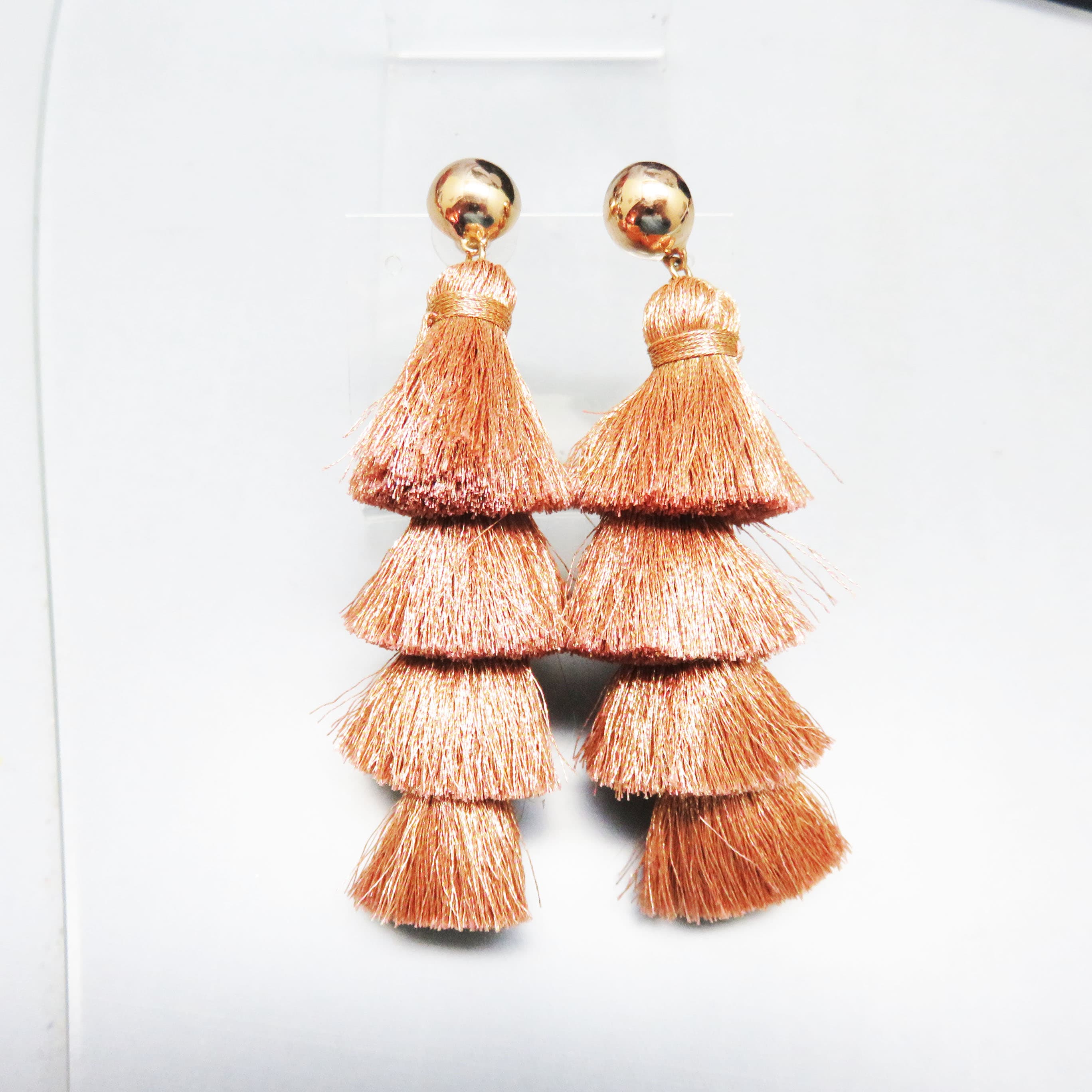 Rose Goldtone Metal Multi Tassel Pierced Earrings