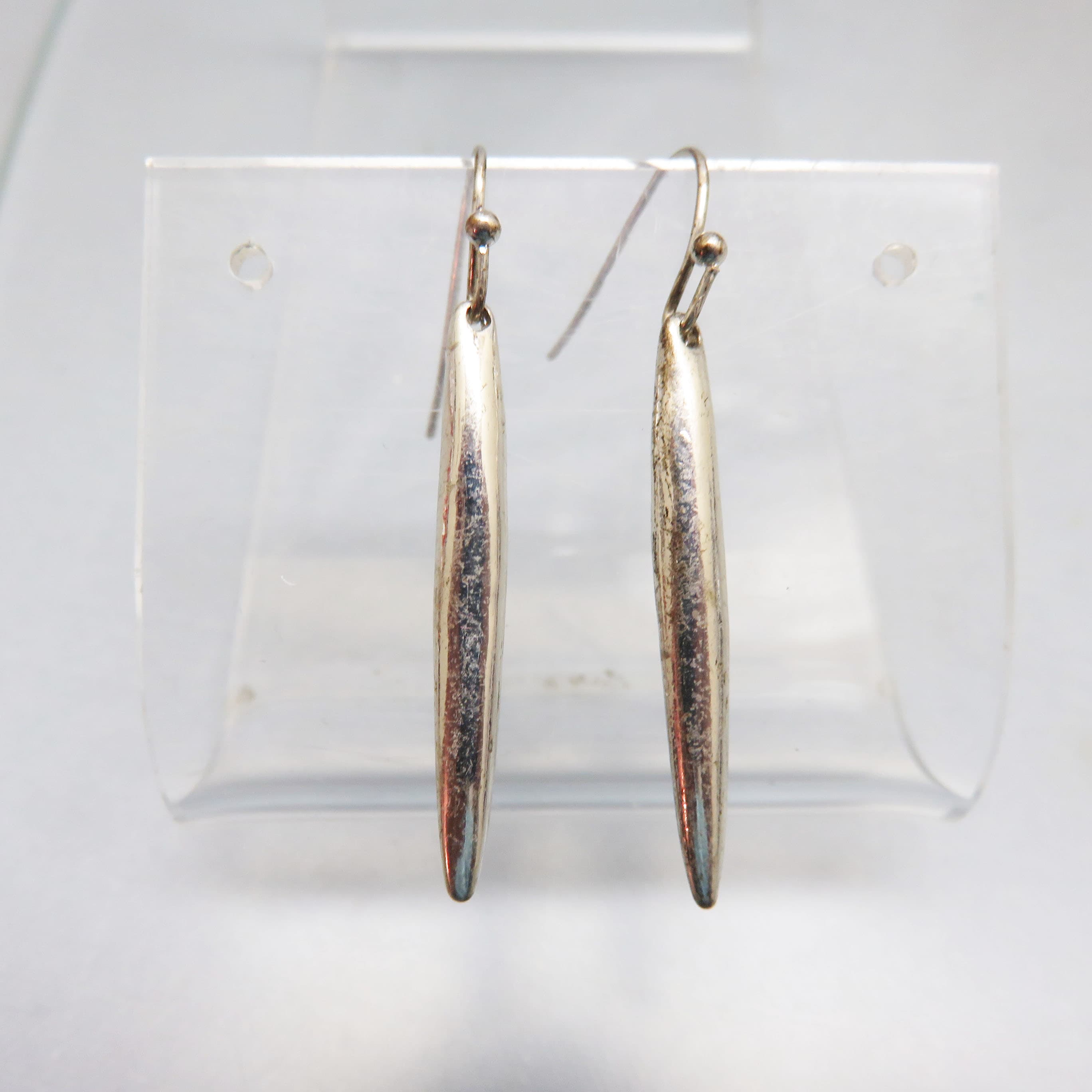 Modern Missile Shaped Silverplated Pierced Earrings