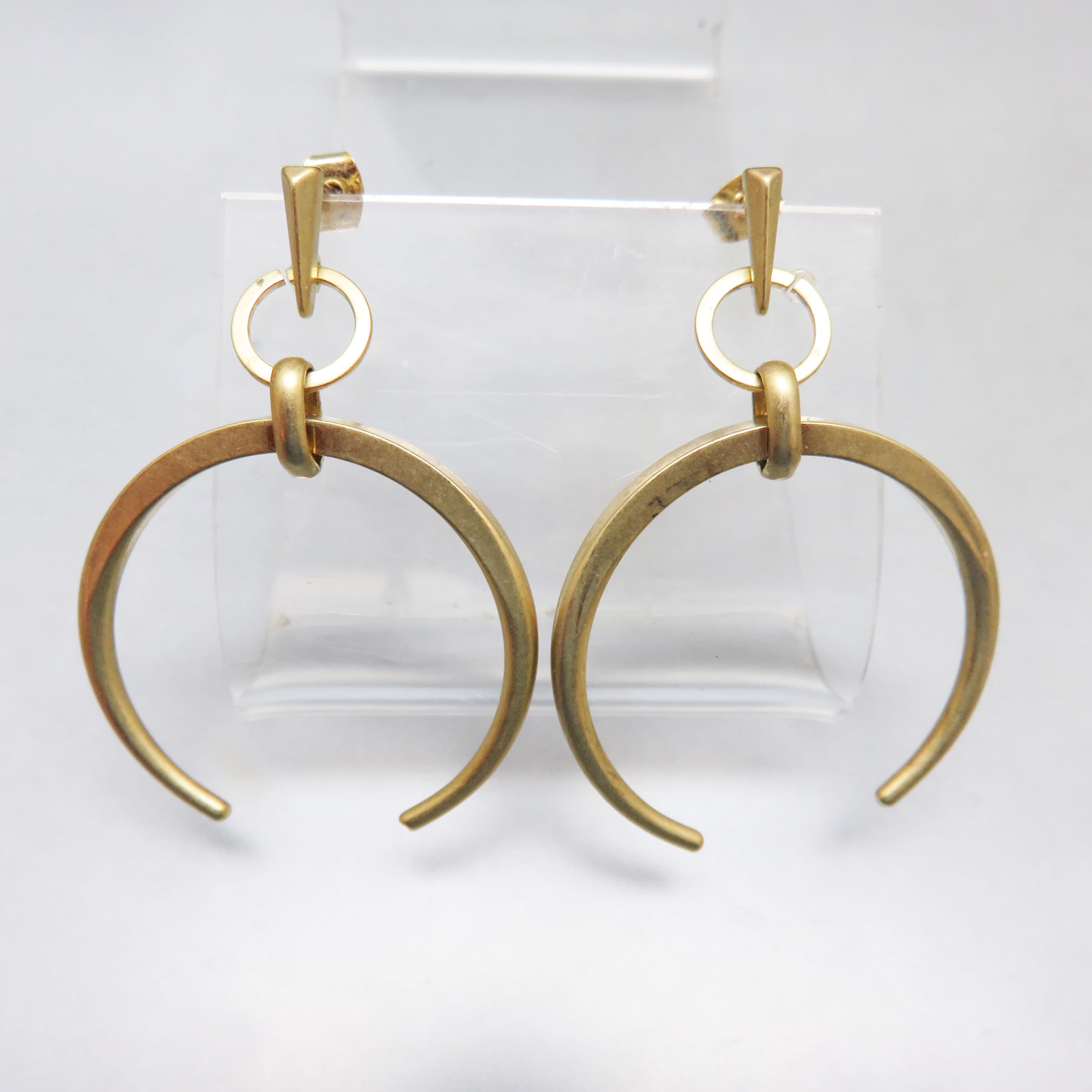 Cool Matte Goldtone Metal Open Hoop Pierced Earrings
