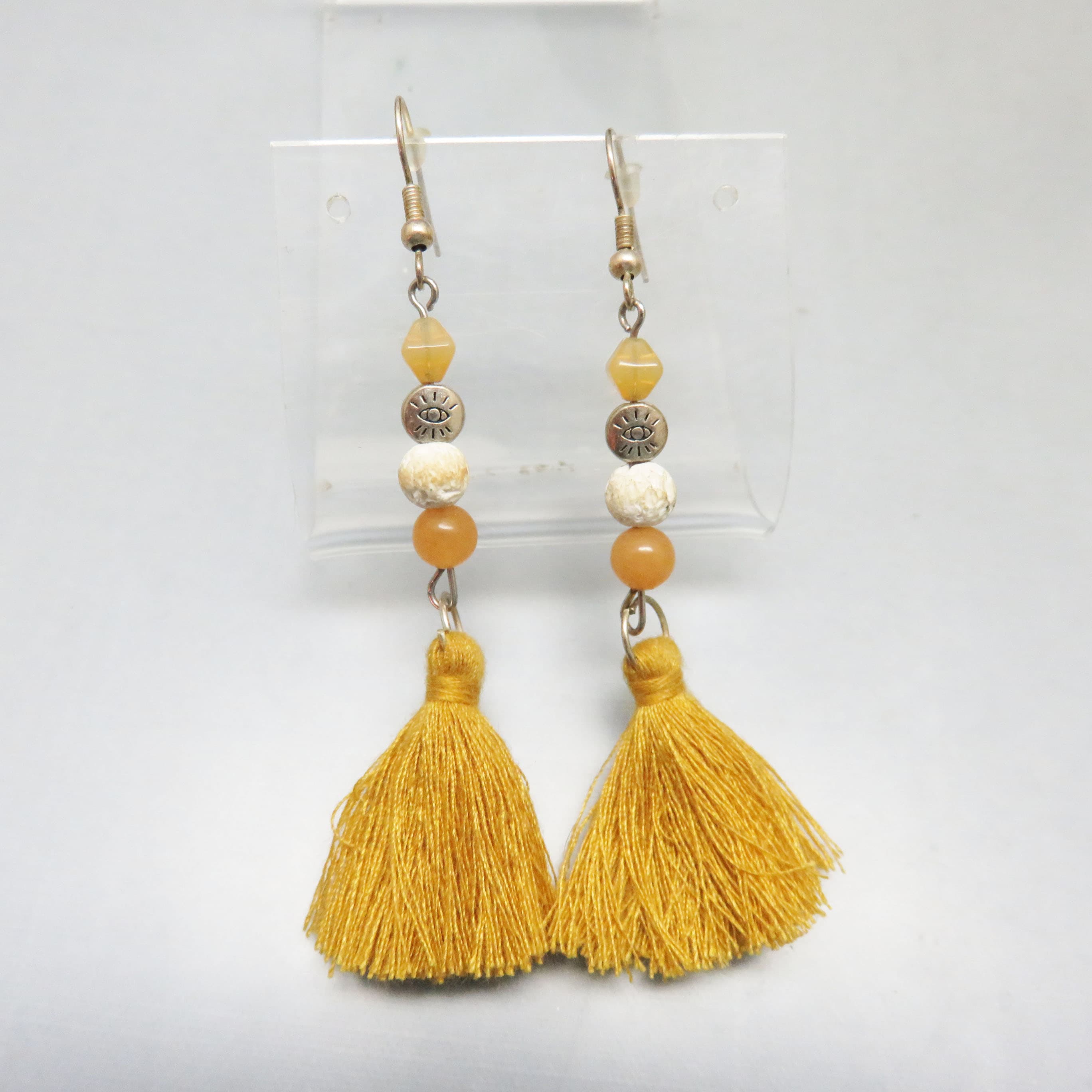 Goldenrod Colored Tassel Pierced Earrings