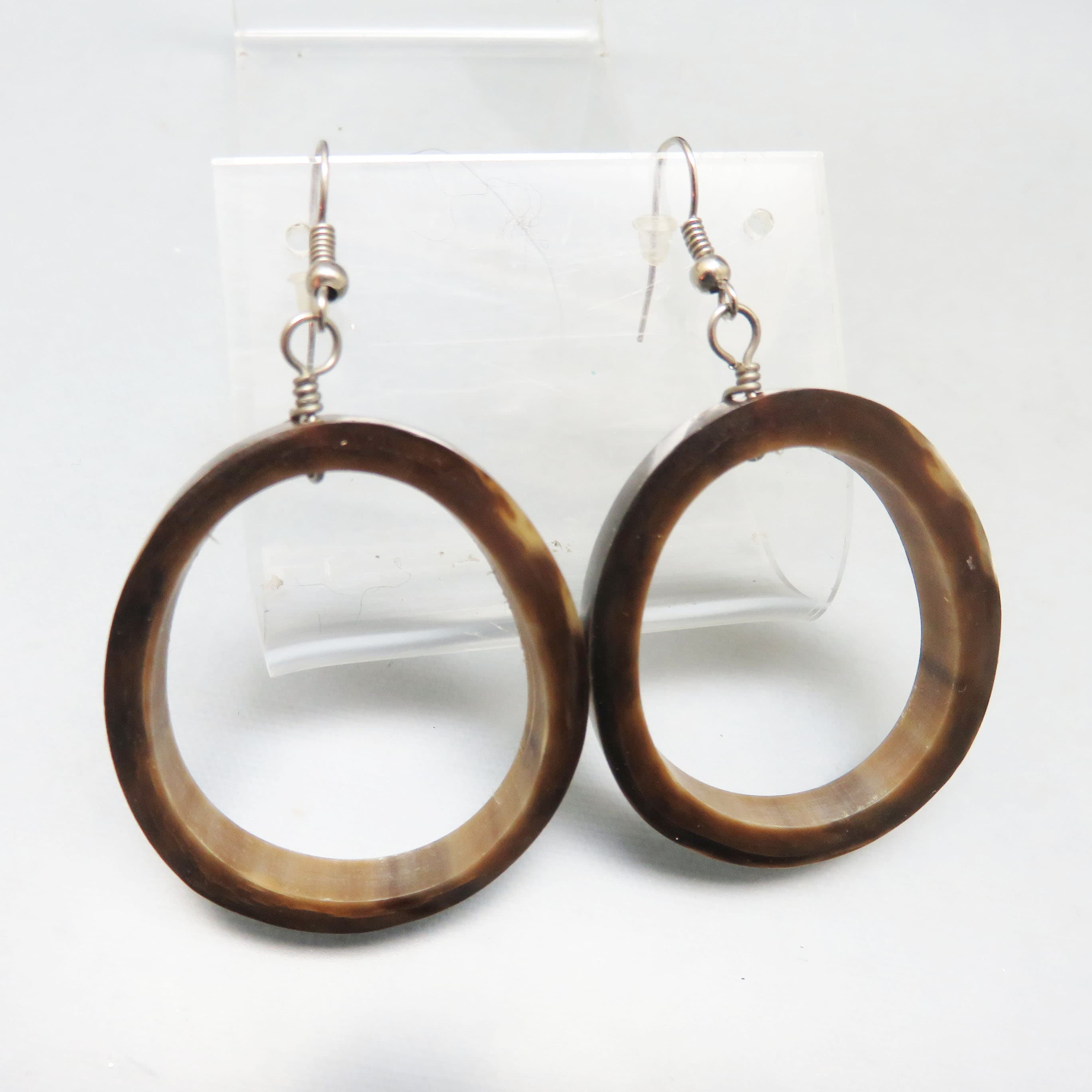 Organic Cow Horn Hoop Dangle Pierced Earrings