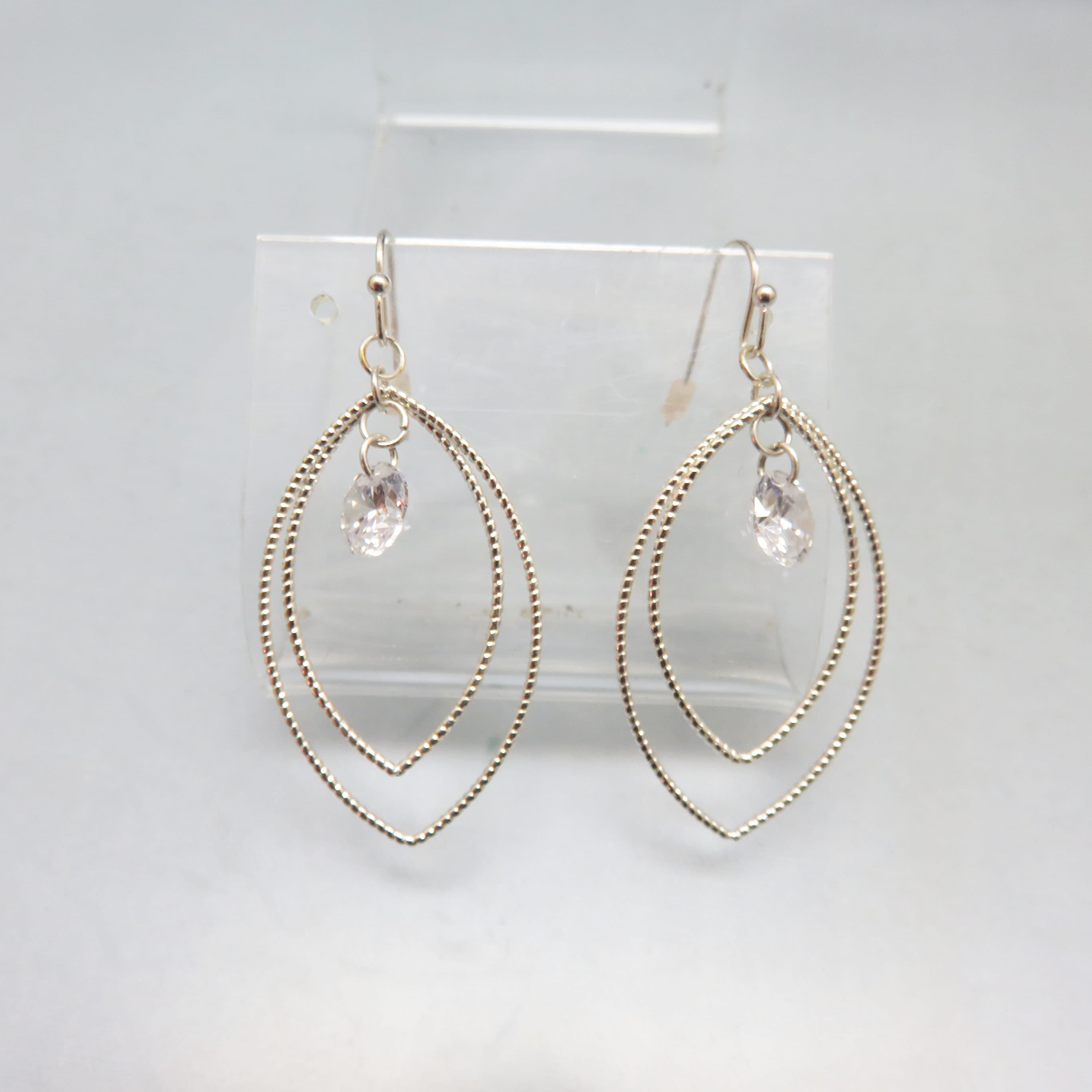 Elegant Horse Eye Shaped Hoop Pierced Earrings, Rhinestone Embellishment