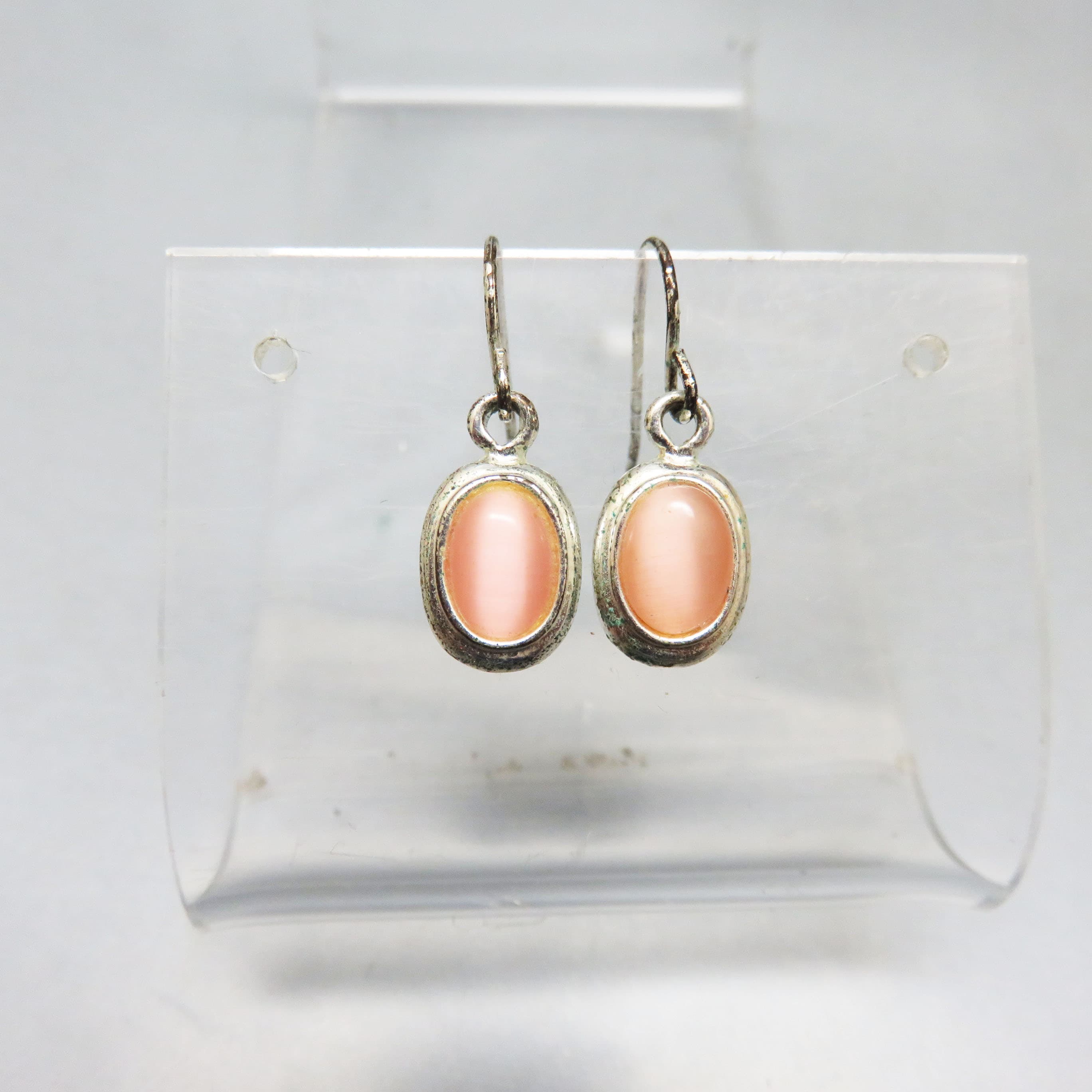 Baby Pink Cat's Eye Glass French Hook Pierced Earrings, Petite Pierced Earrings