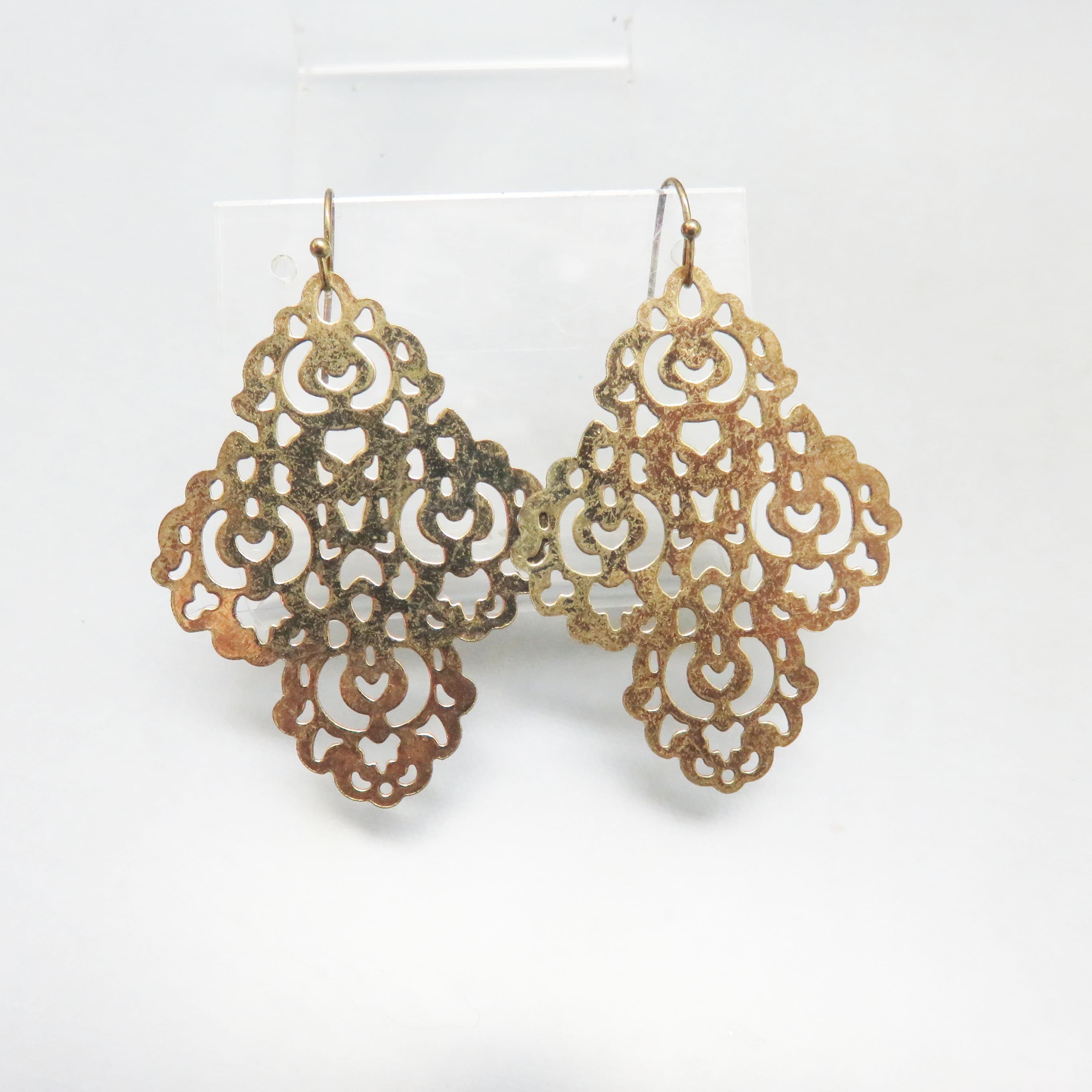 Golden Filigree French Hook Pierced Earrings, Big and Bold