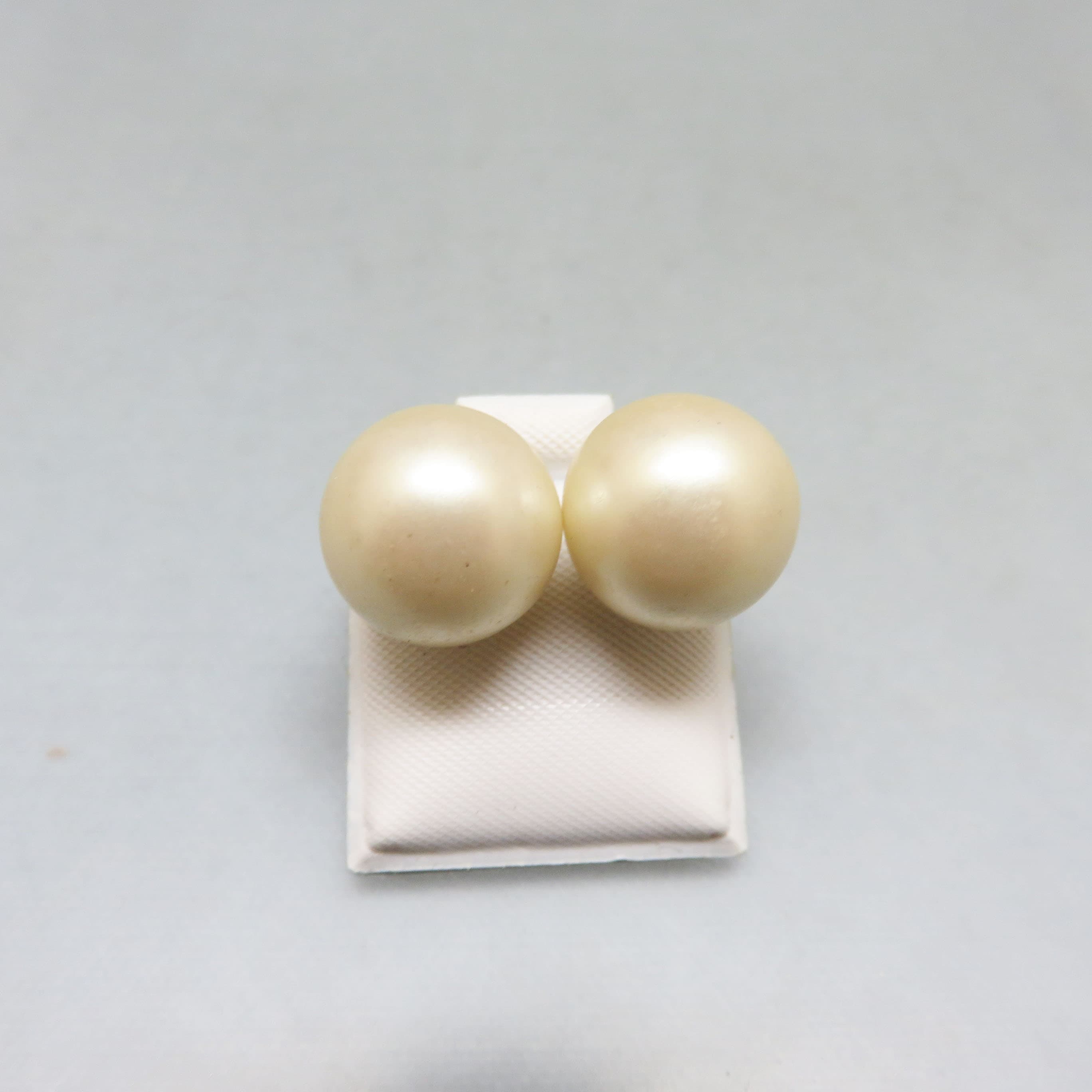 15mm Faux White Pearl Post Style Pierced Earrings, Creamy White