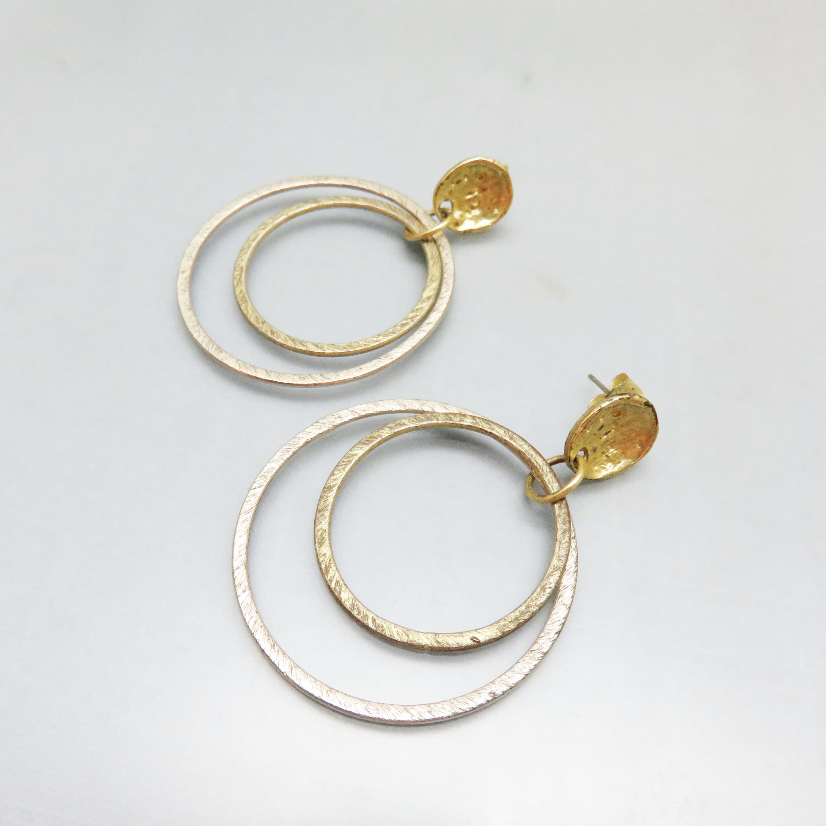 Post style Silver and Goldtone Metal Hoop Earrings, Modern Ethnic Look