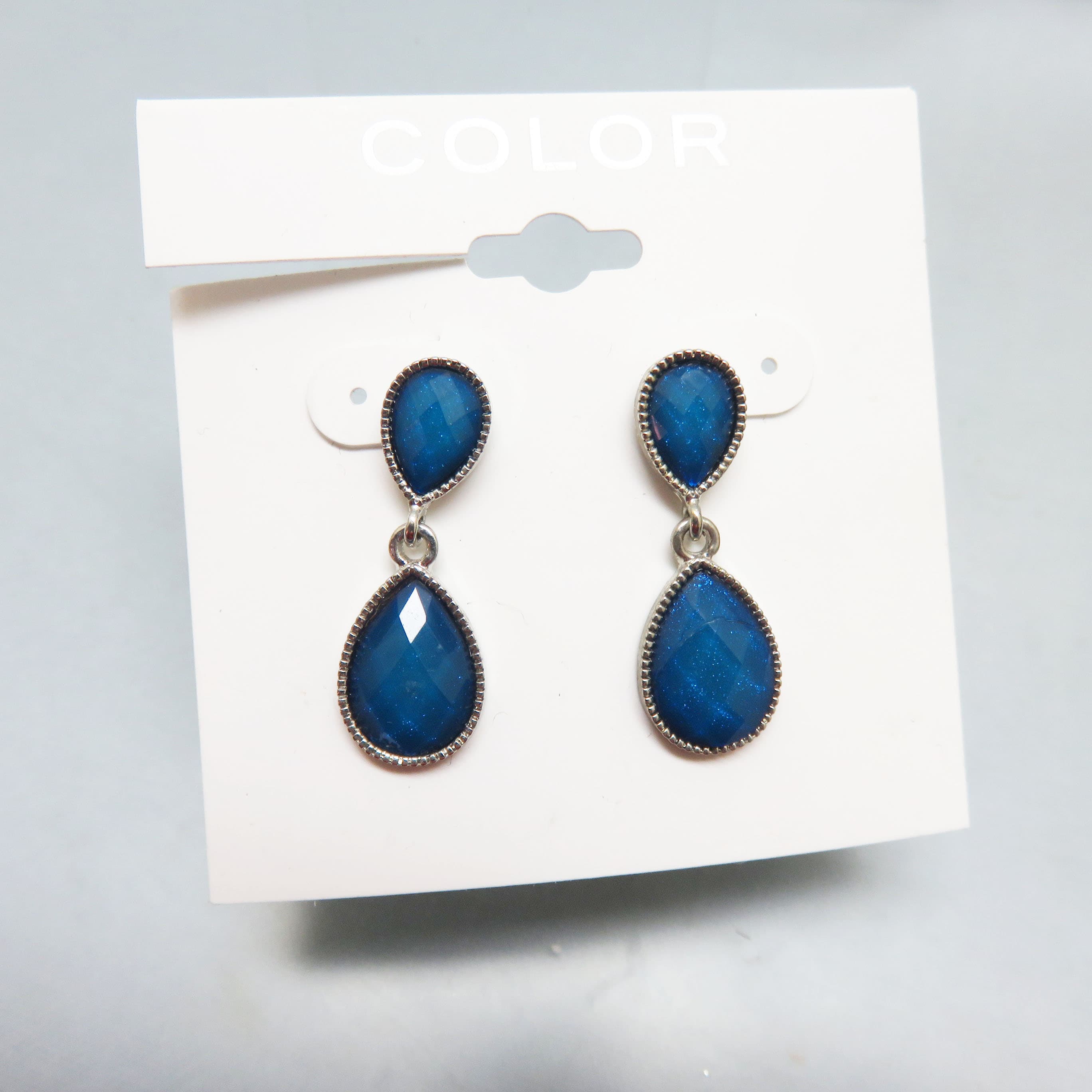 COLOR Brand Blue Acrylic Rhinestone Post Style Pierced Earrings