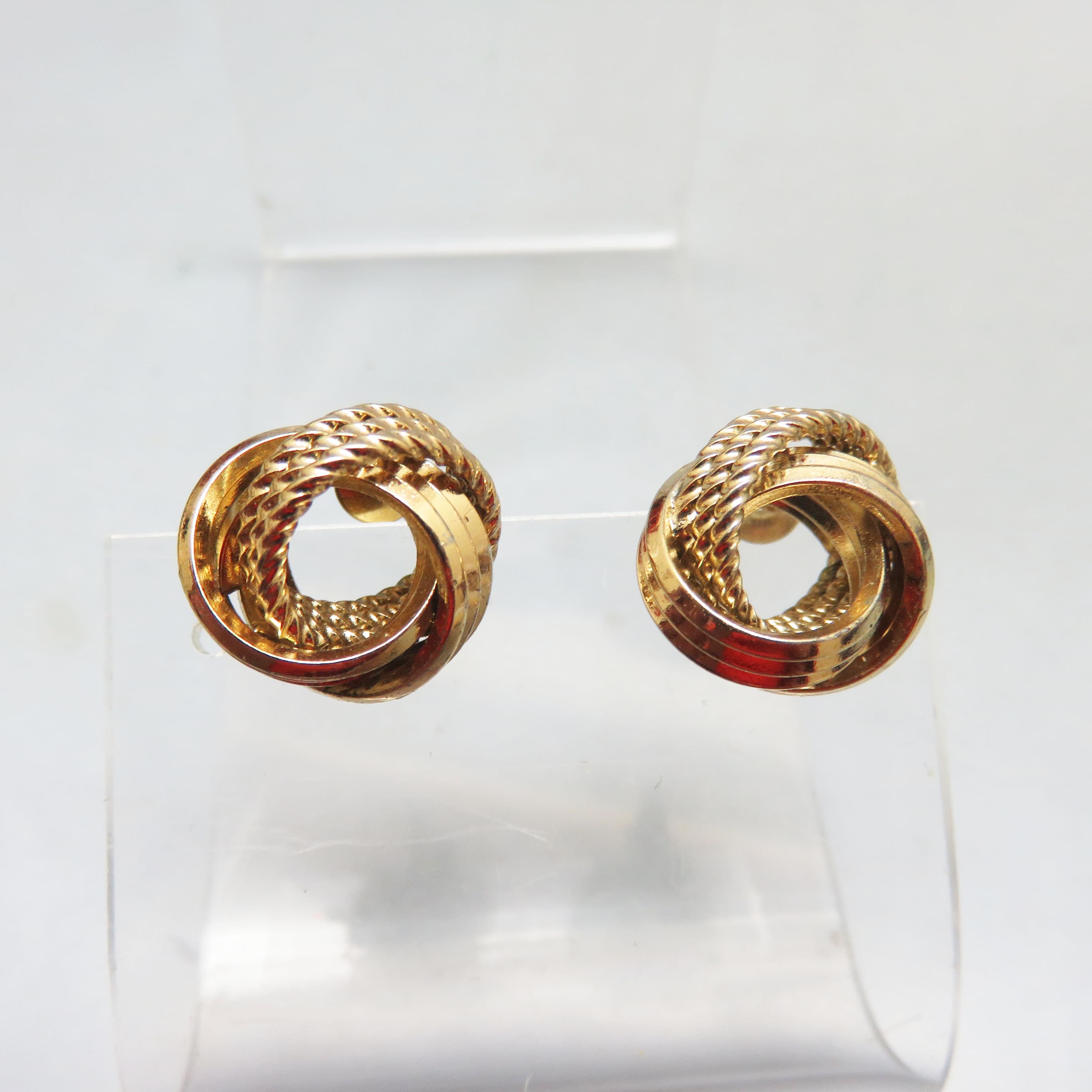 1970s Goldplated Turkish Knot Stud Style Pierced Earrings