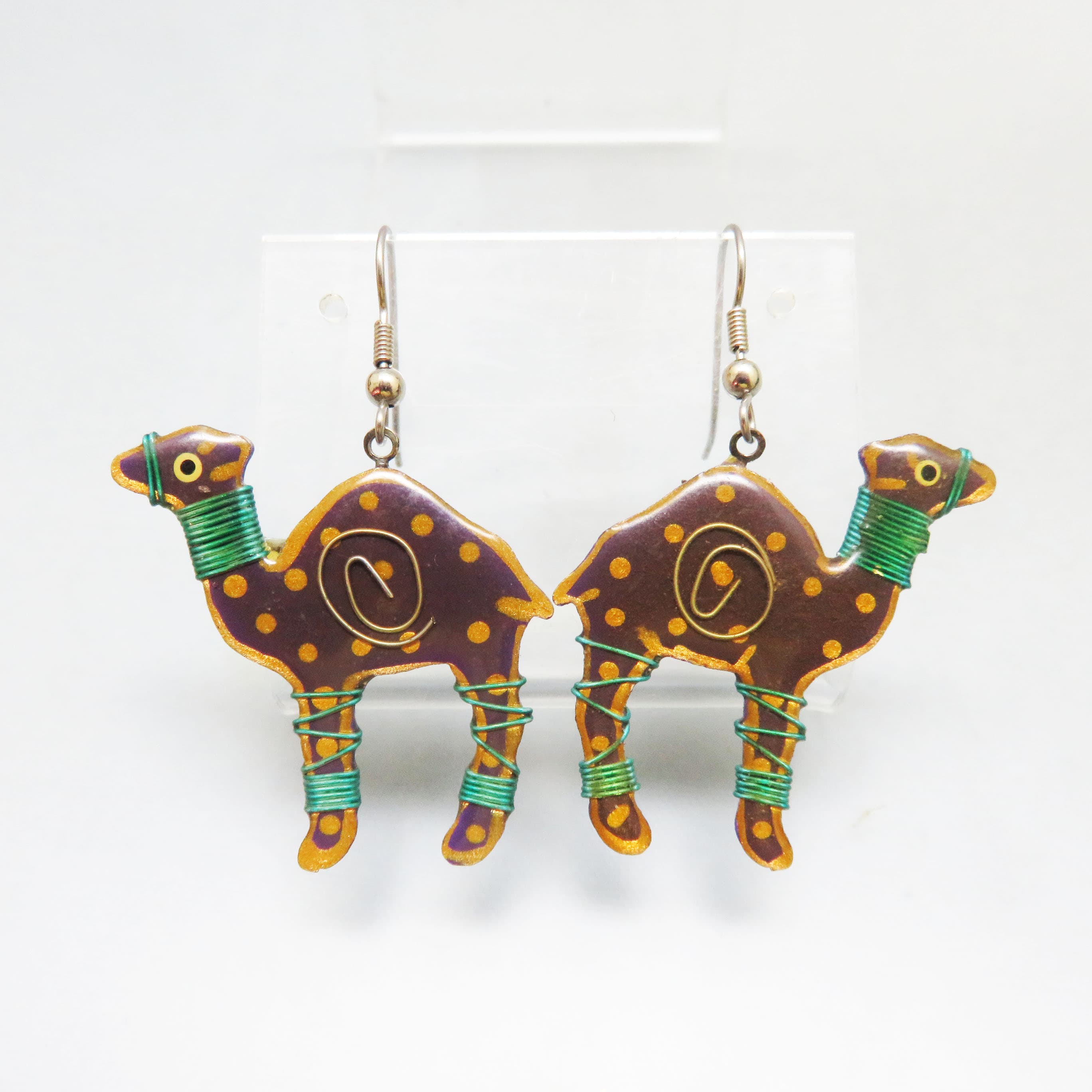 Wild and Crazy Polka Dot Camel Pierced Earrings