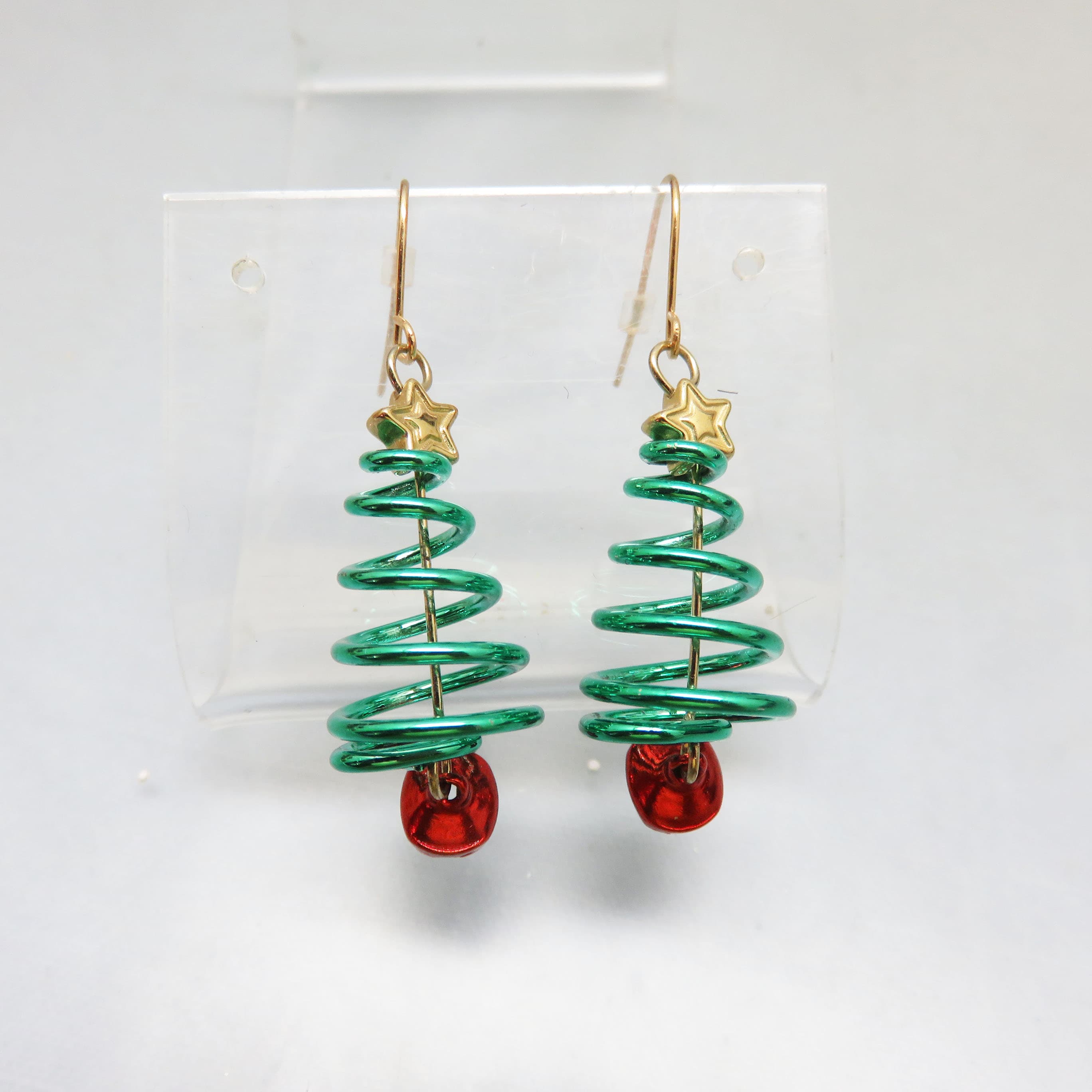 Handmade Spiral Christmas Tree Pierced Earrings