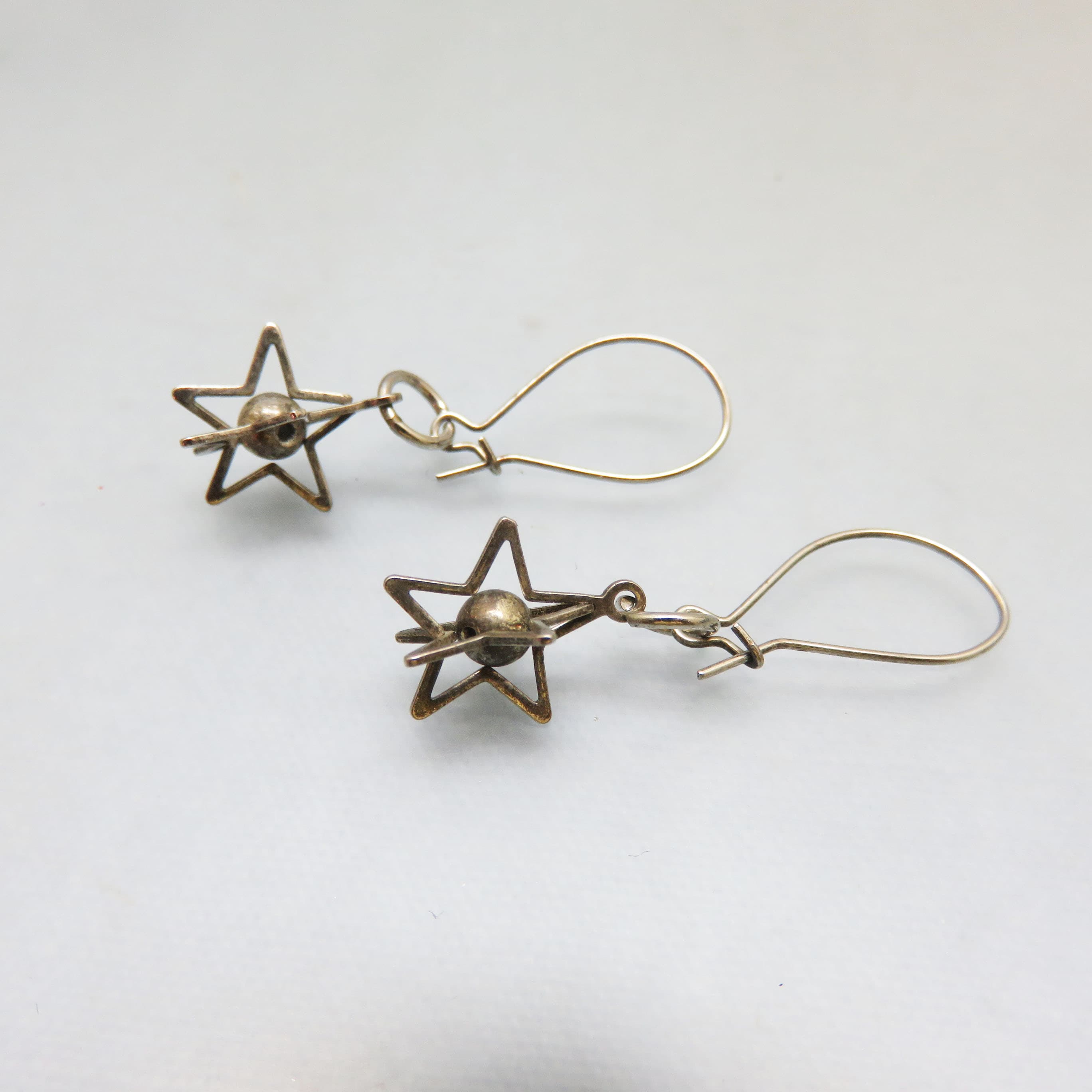 Petite Sterling Silver Three Dimensional Star Pierced Earrings