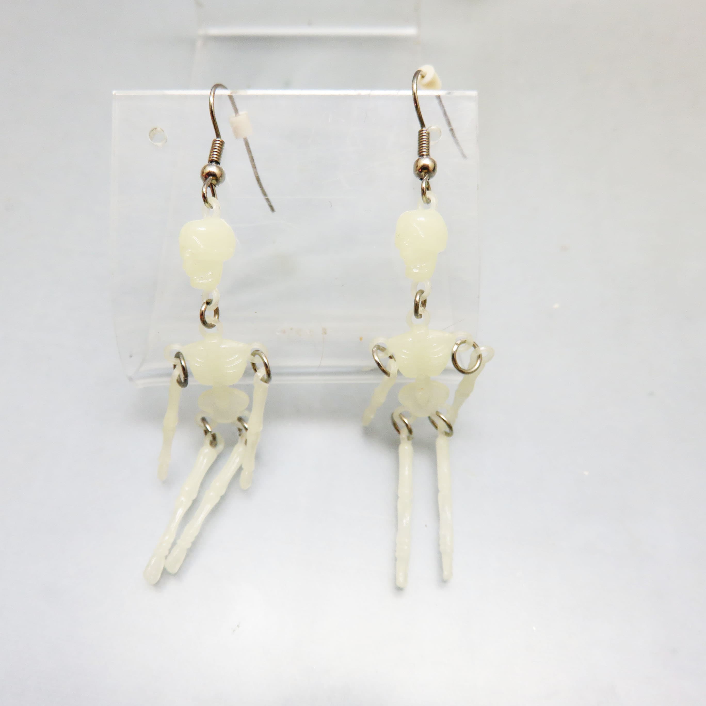 Articulated Glow in The Dark Skeleton Earrings, Halloween Pierced Earrings