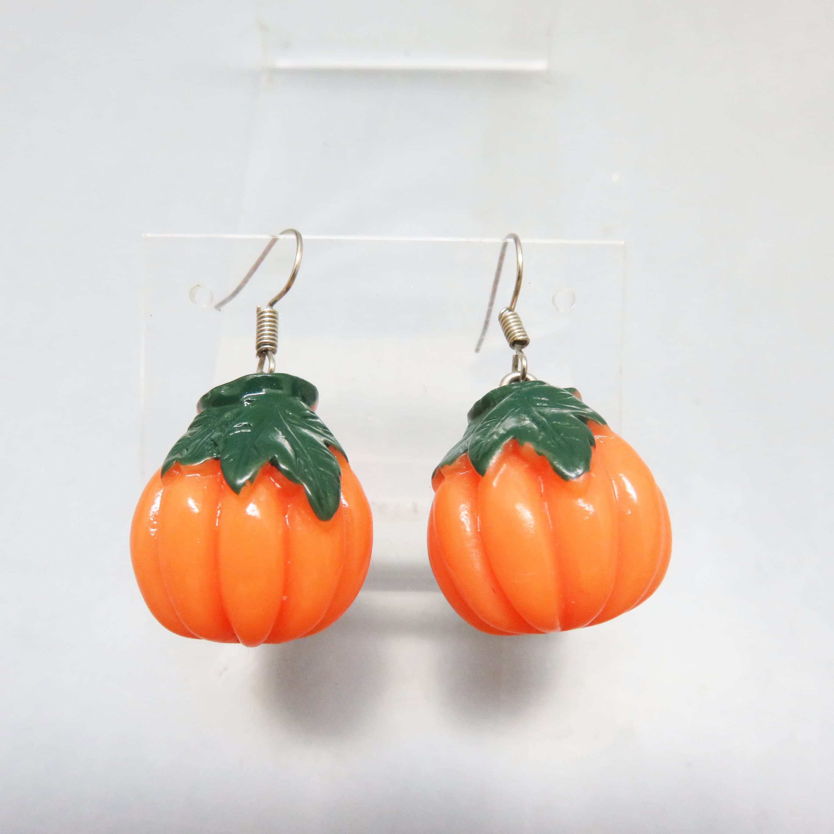 Hand Painted Fat Plastic Pumpkin Pierced Earrings, Halloween and Thanksgiving Pierced Earrings