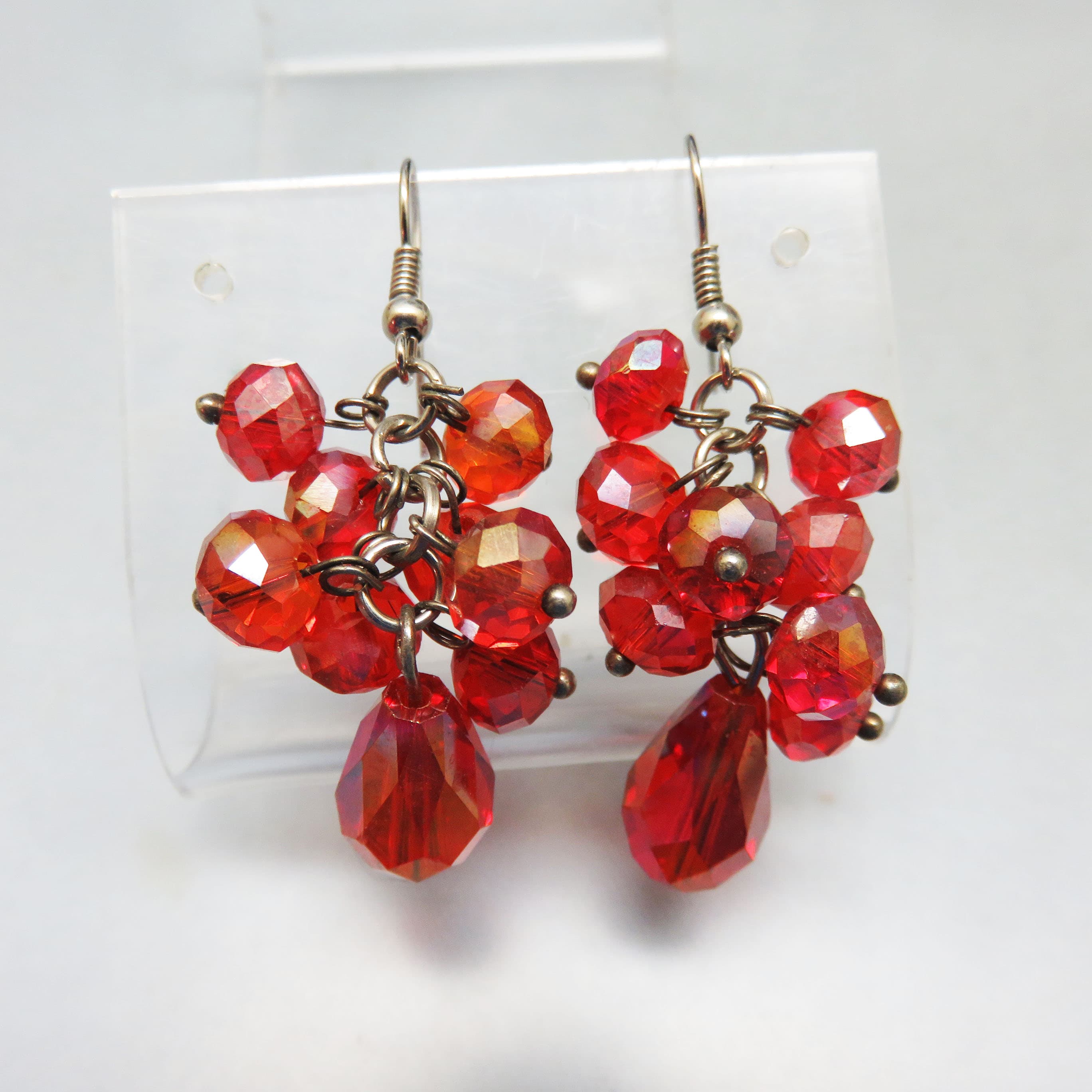 Oodles of Siam Red Crystal Cluster Pierced Earrings