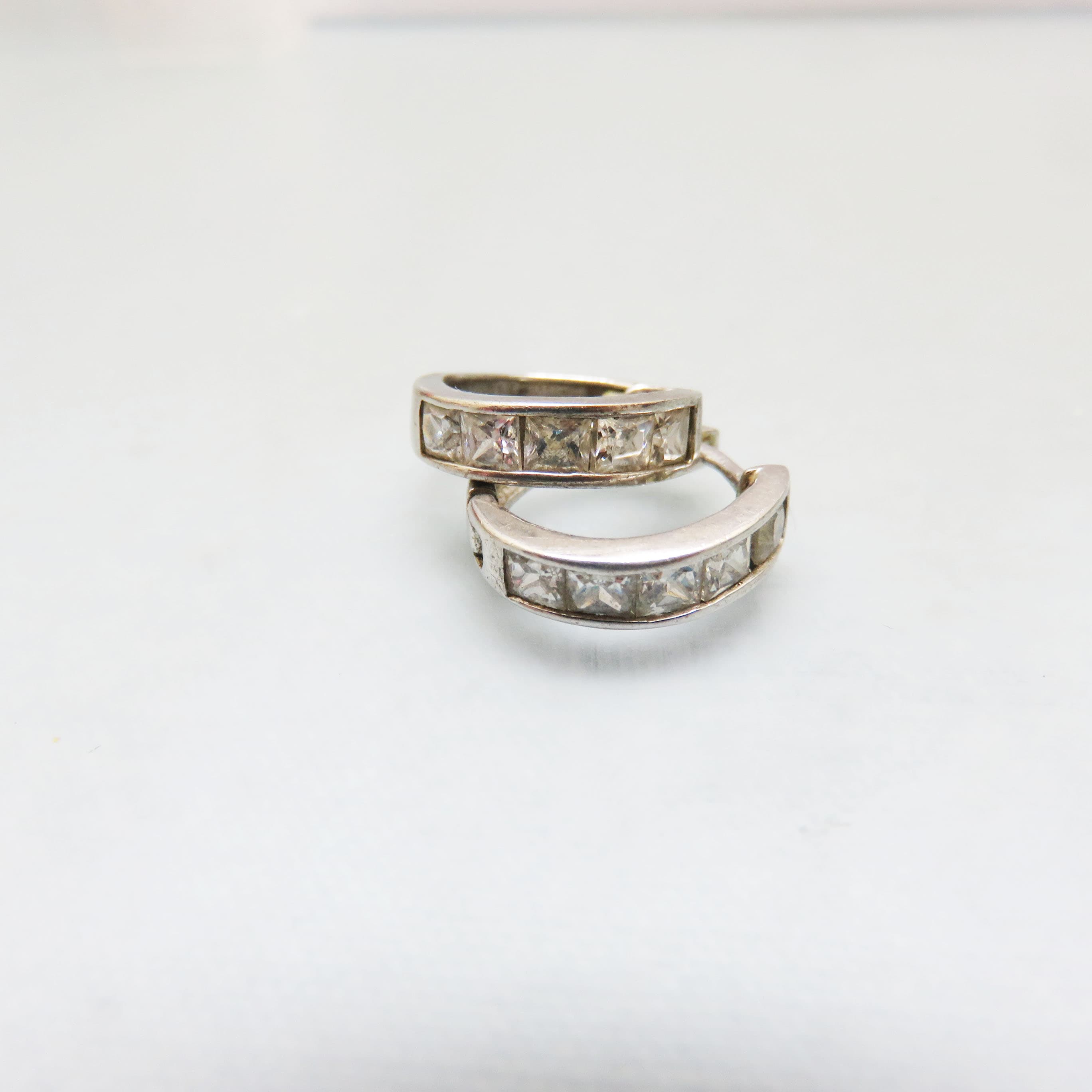 Reversible Petite Sterling and CZ Hoop Pierced Earrings