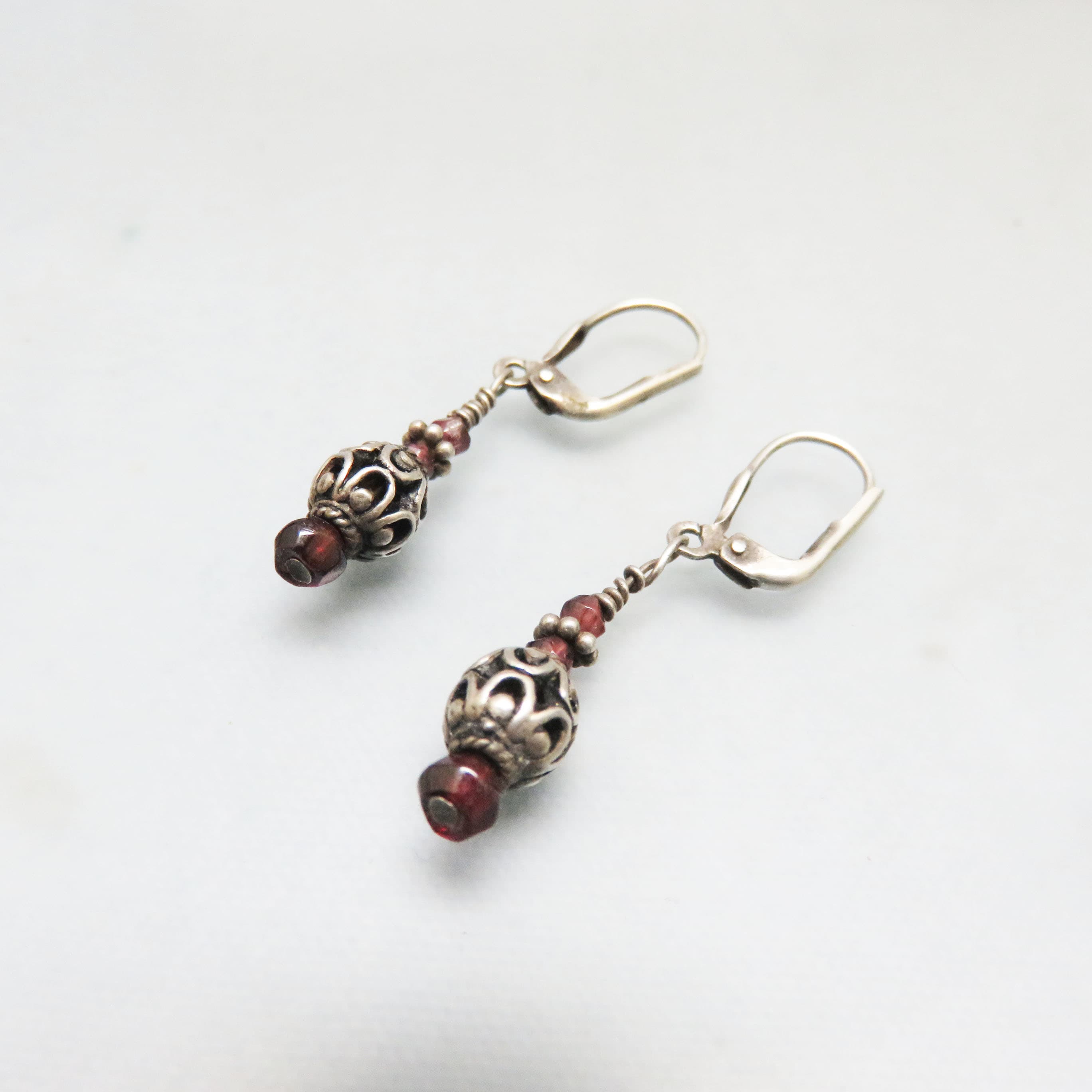 Sterling Findings and Bead Pierced Earrings, Amethyst Accents