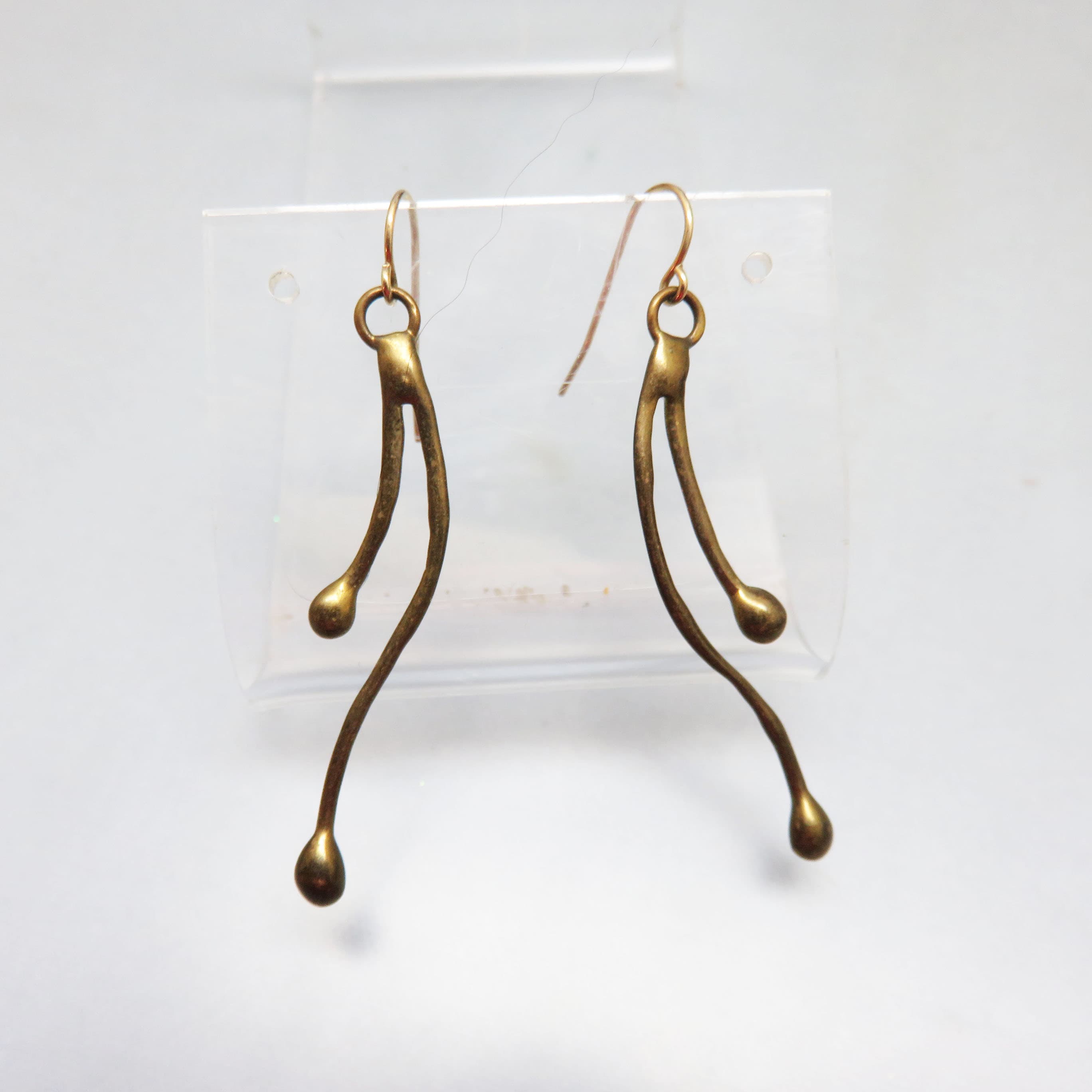Handmade Organic Look Brass French Hook Vintage Pierced Earrings