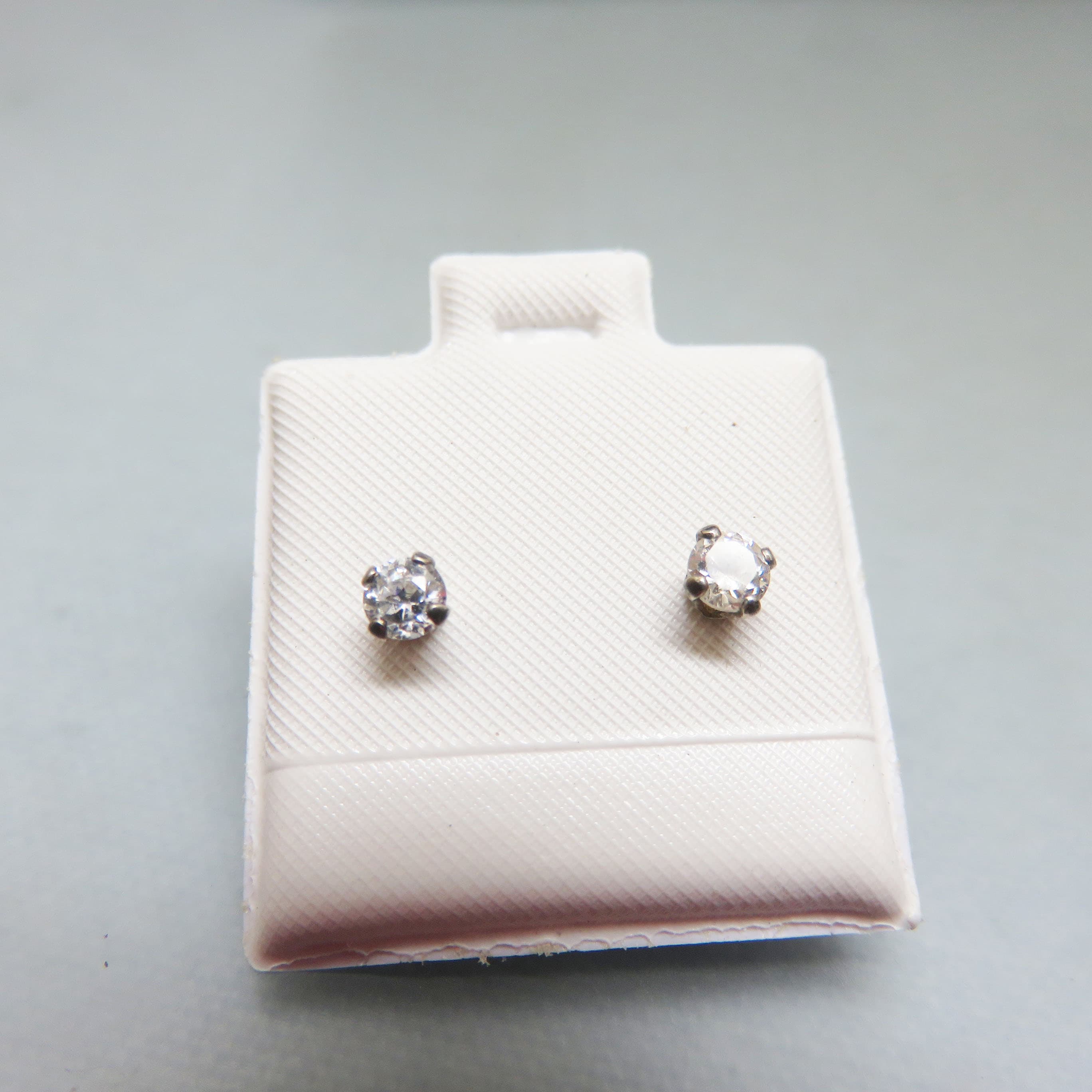 1/16th Ct Diamond Sterling Stud Earrings, Vintage Pierced Earrings