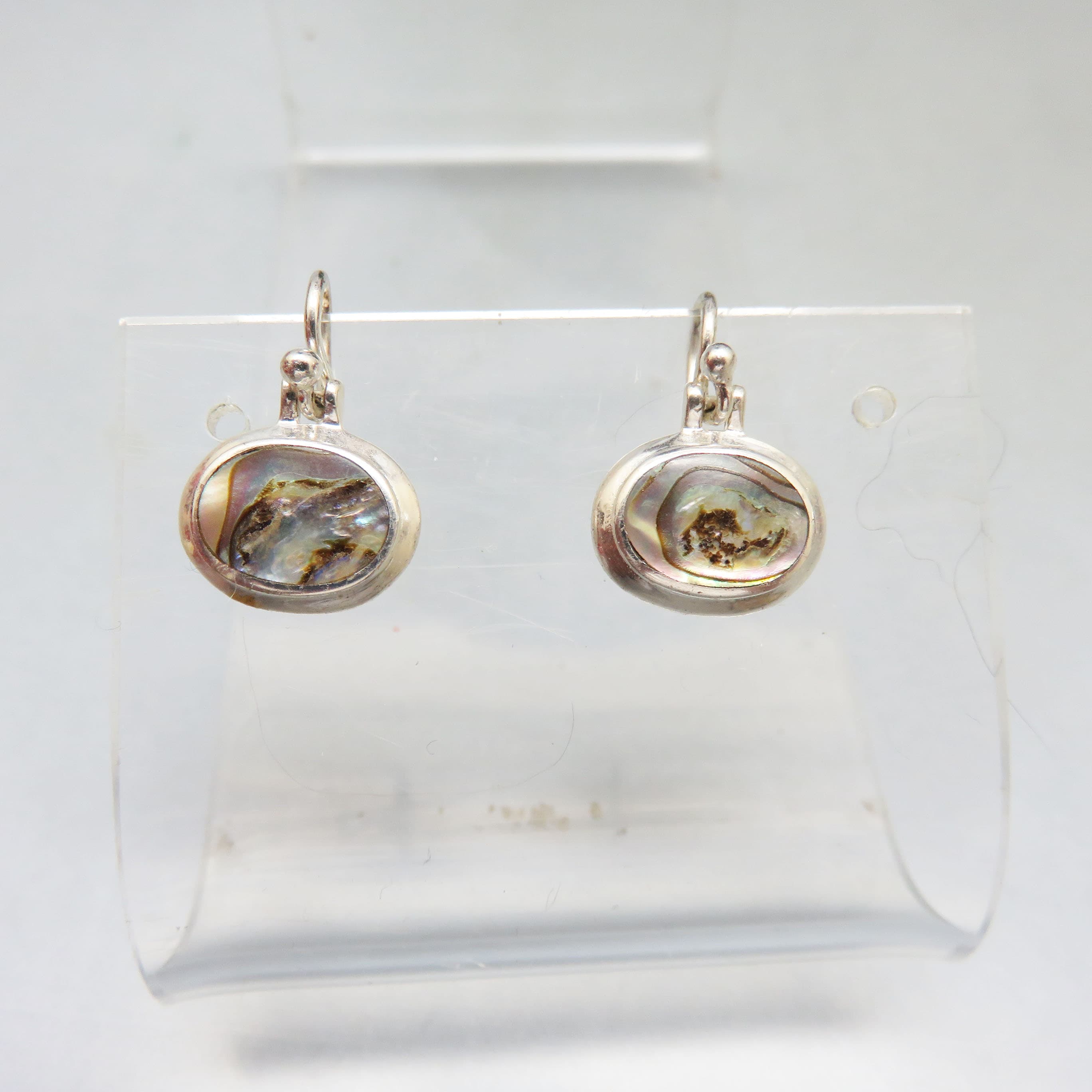 Abalone in Sterling Silver French Hook Pierced Earrings