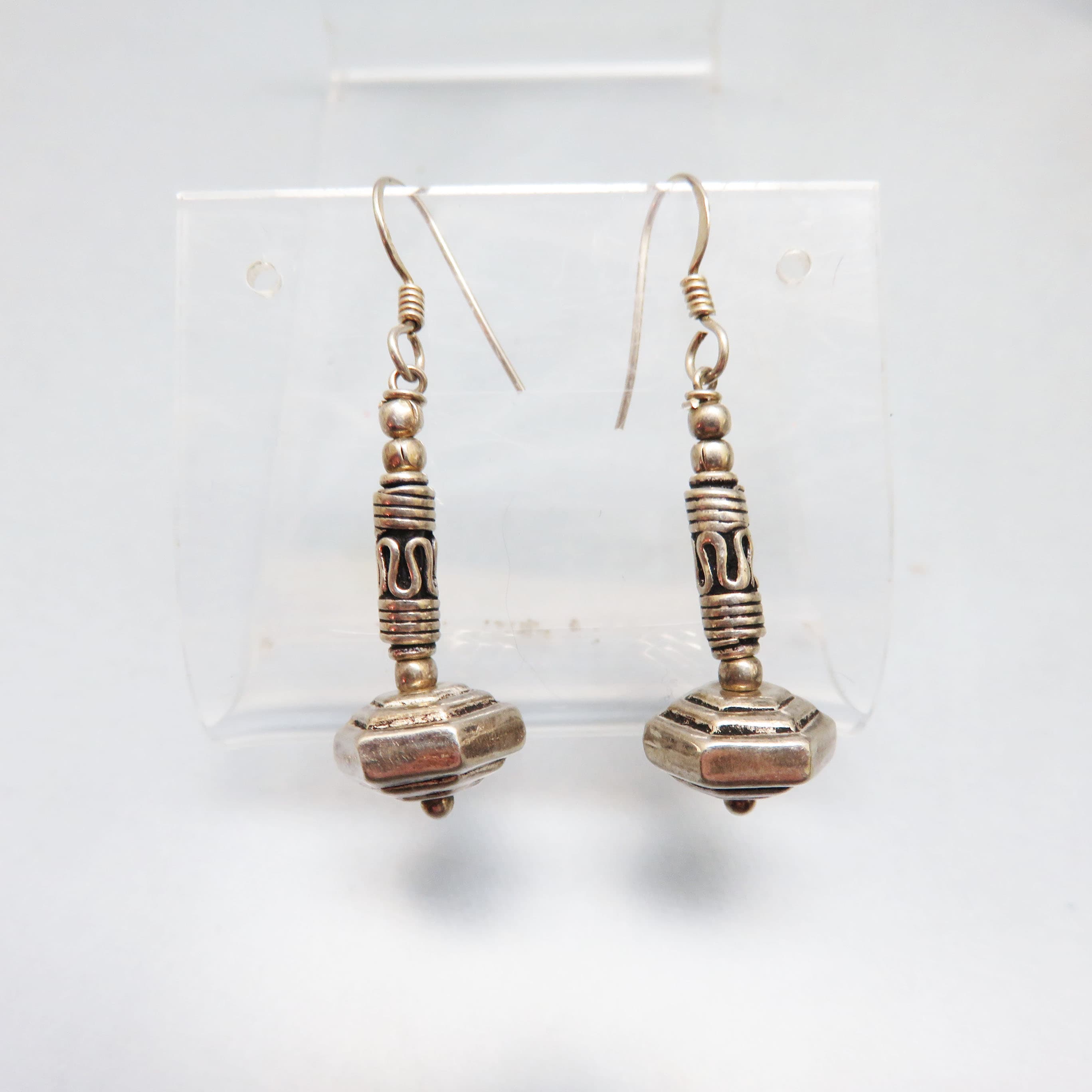 Artisan Sterling Silver French Hook Ethnic Look Pierced Earrings