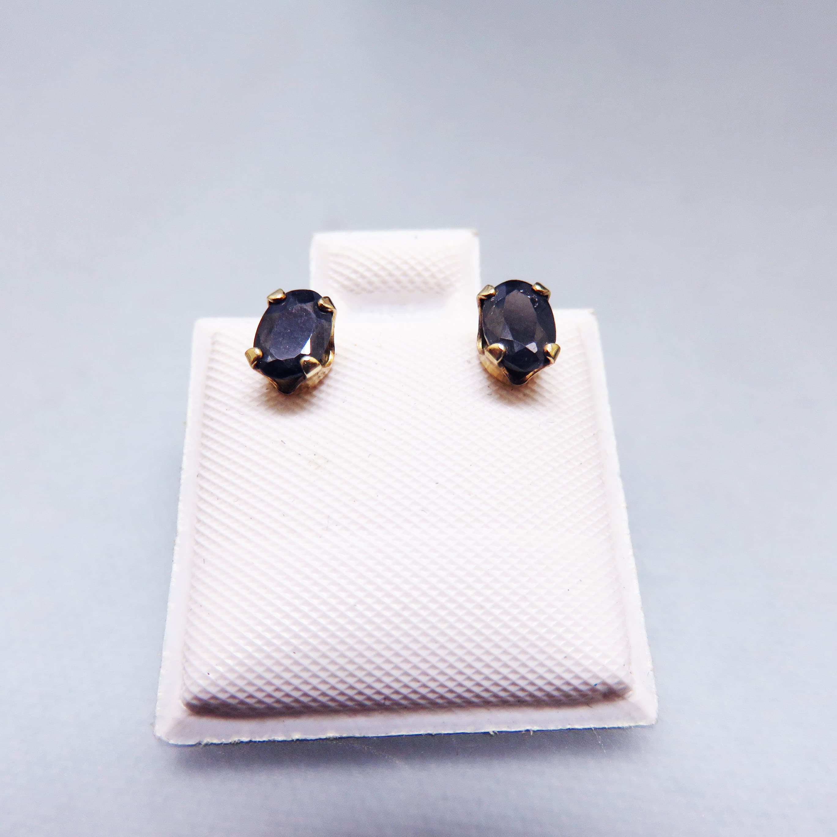 Gold over Sterling Silver, Real Sapphire Gemstone Pierced Earrings, Oval Stones