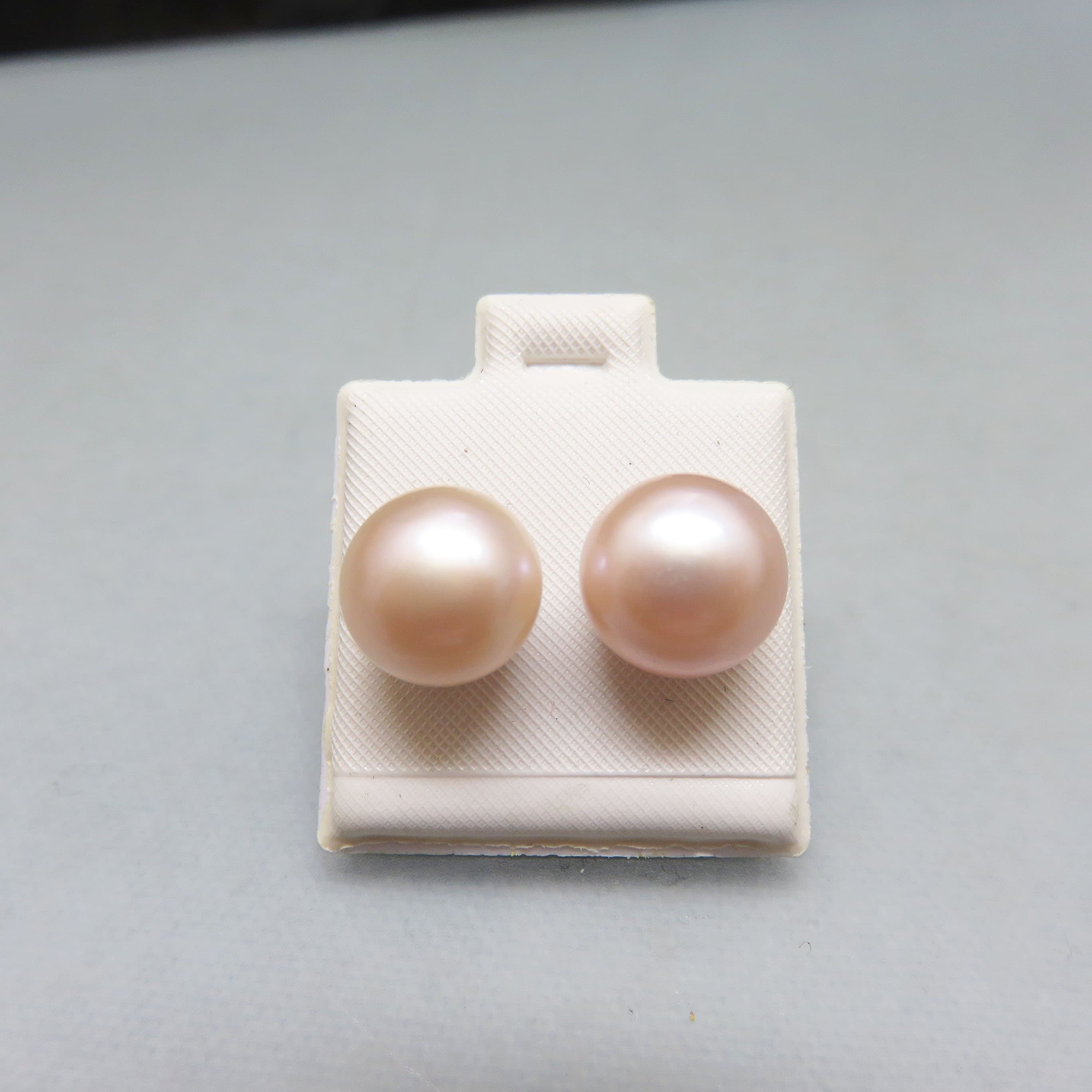 Sterling and Real Pale Pink Pearl Stud Pierced Earrings