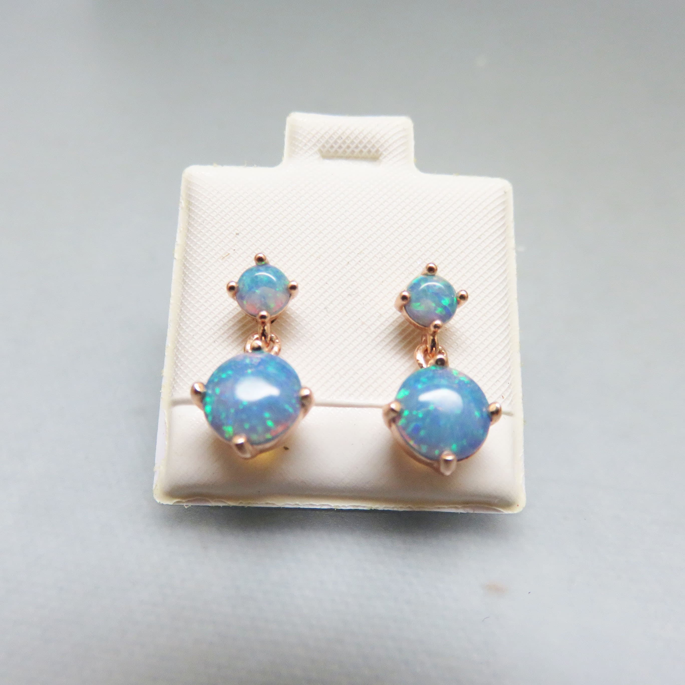 Man Made Opal Petite Drop Pierced Earrings, 