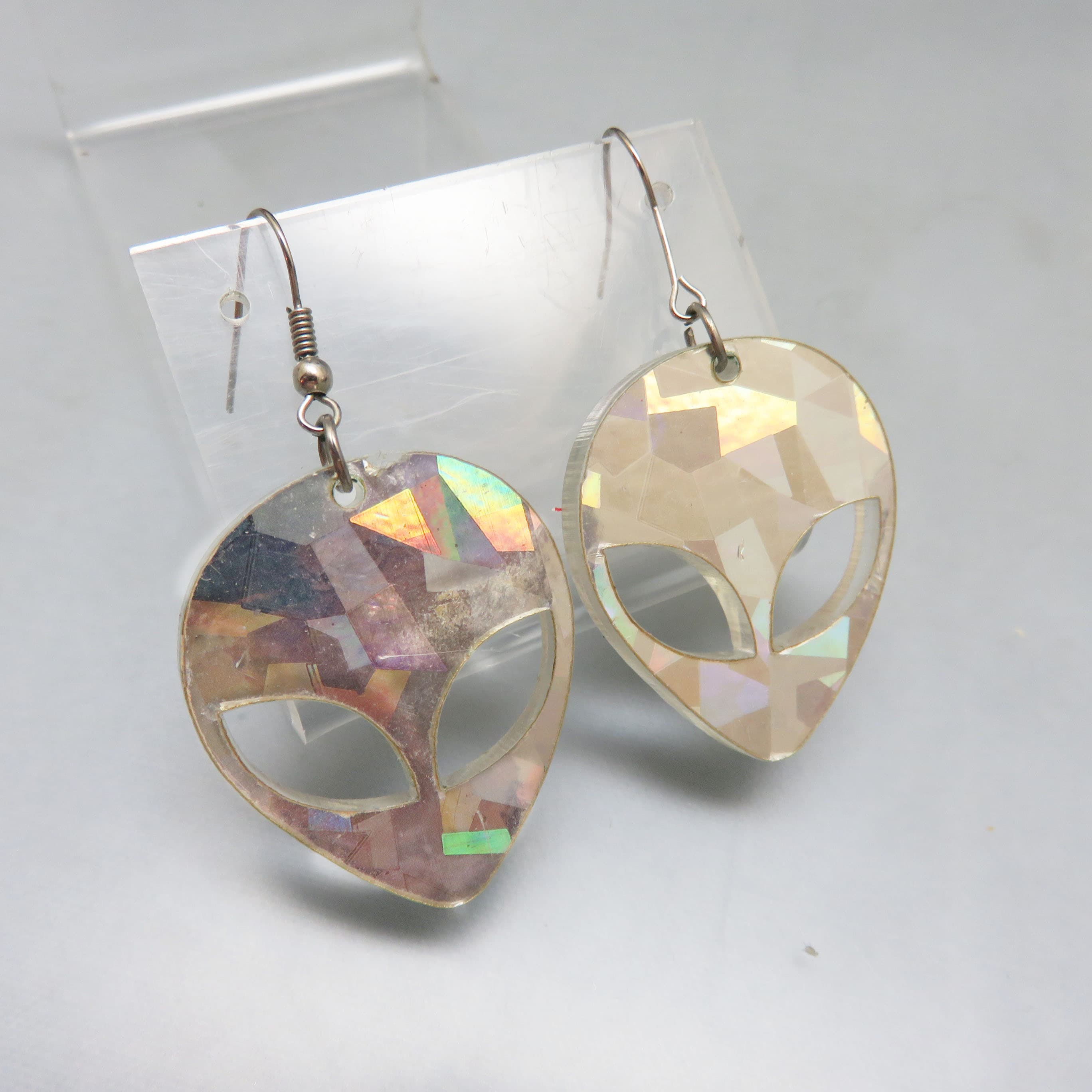 Mylar Alien Head Pierced Earrings