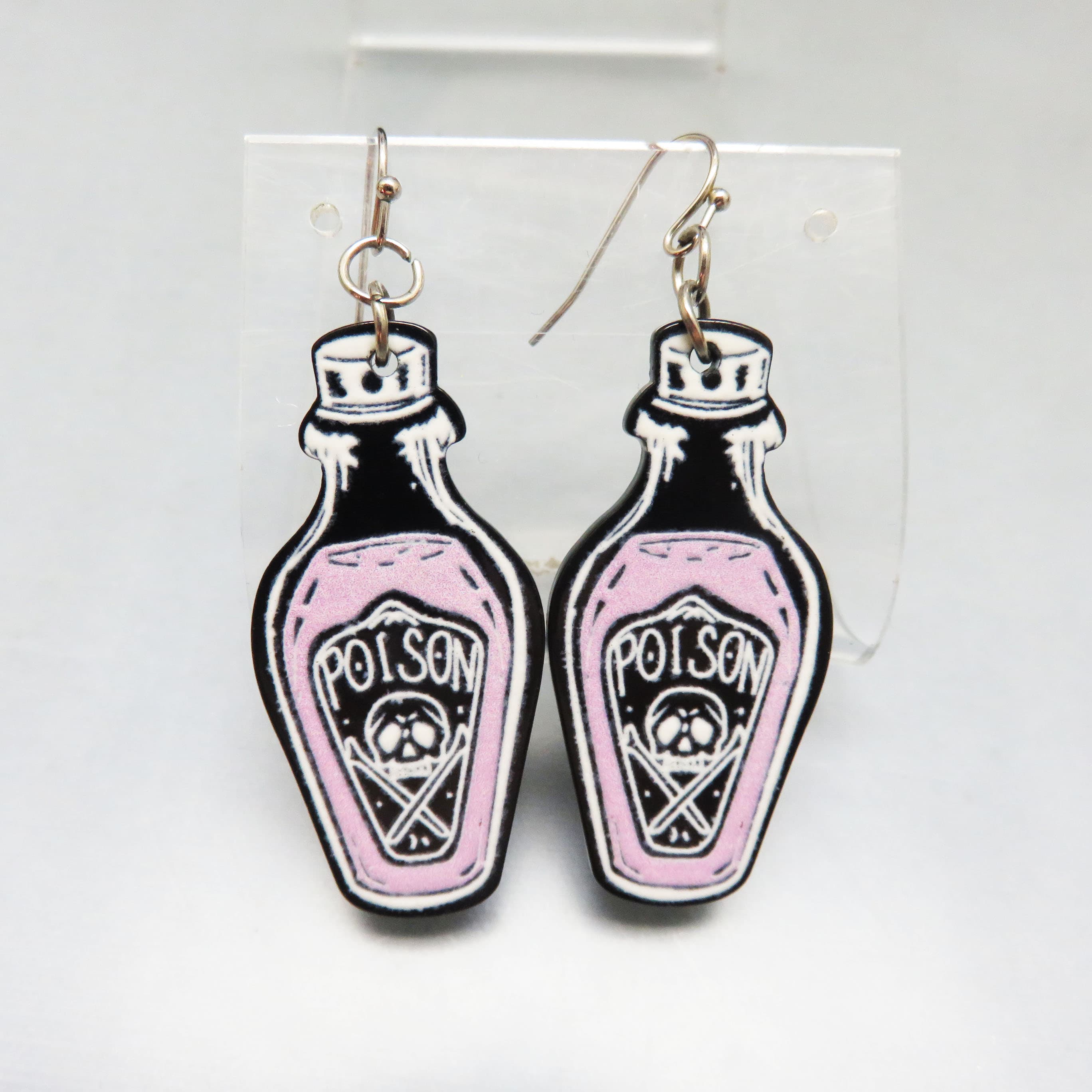 Colorful  Halloween Acrylic Poison Bottle Pierced Earrings
